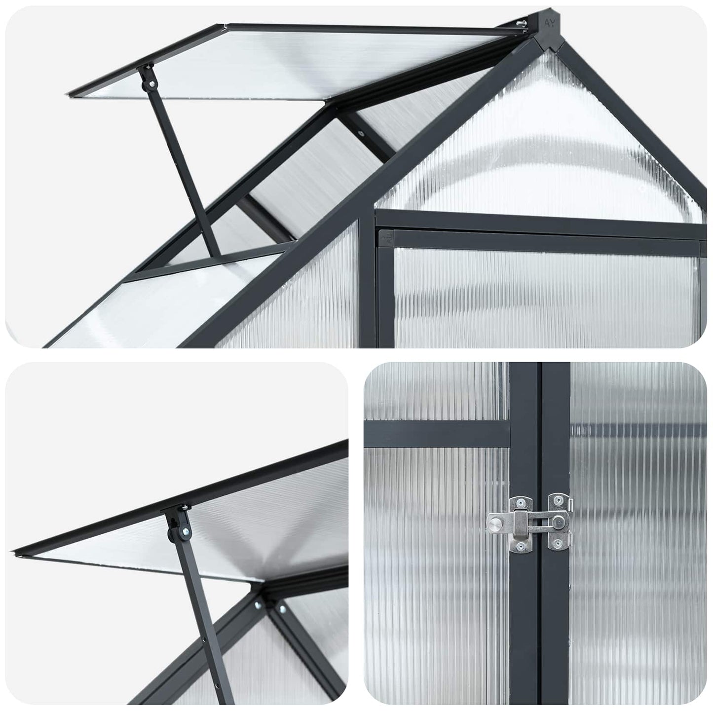 vidaXL Θερμοκήπιο Κήπου με πόρτα Ανθρακί 183,5 x 63,5 x 207 εκ.