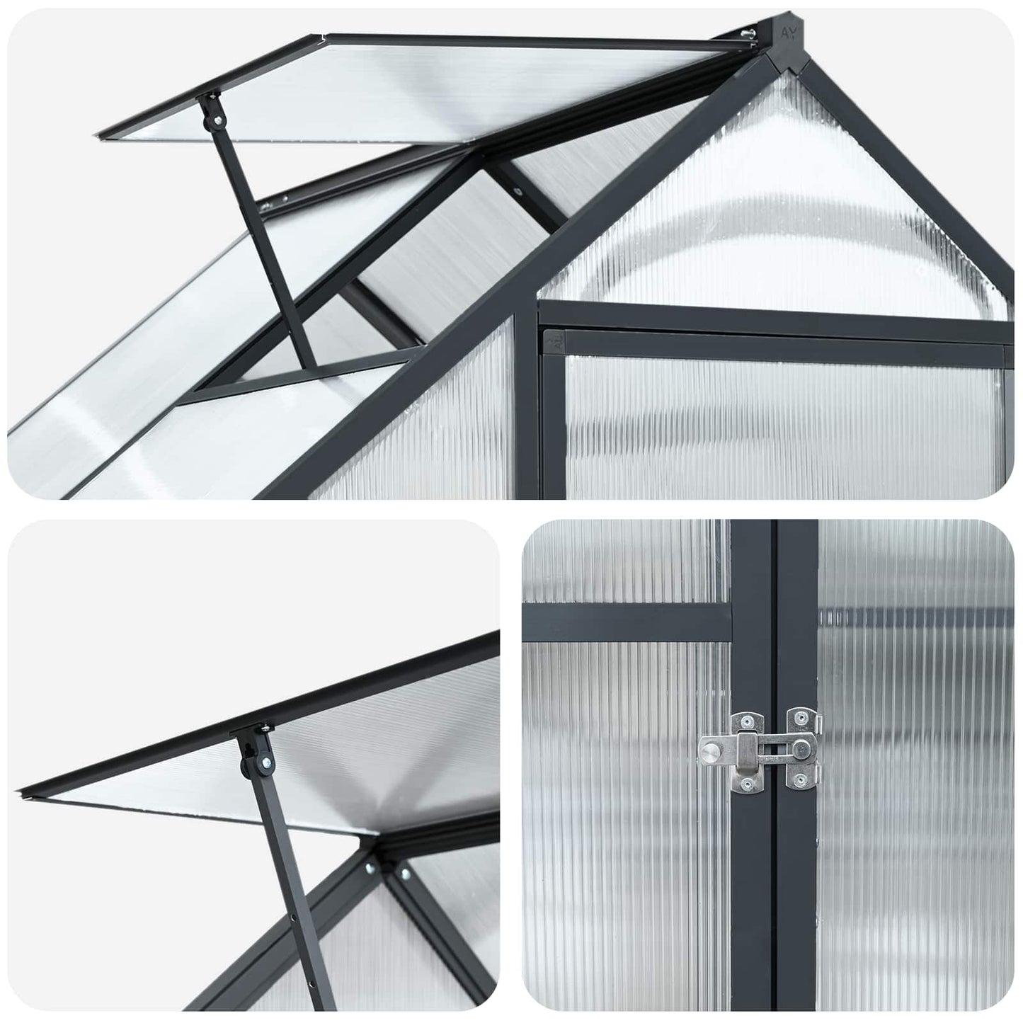 vidaXL Θερμοκήπιο Κήπου με πόρτα Ανθρακί 183,5 x 123 x 207 εκ.