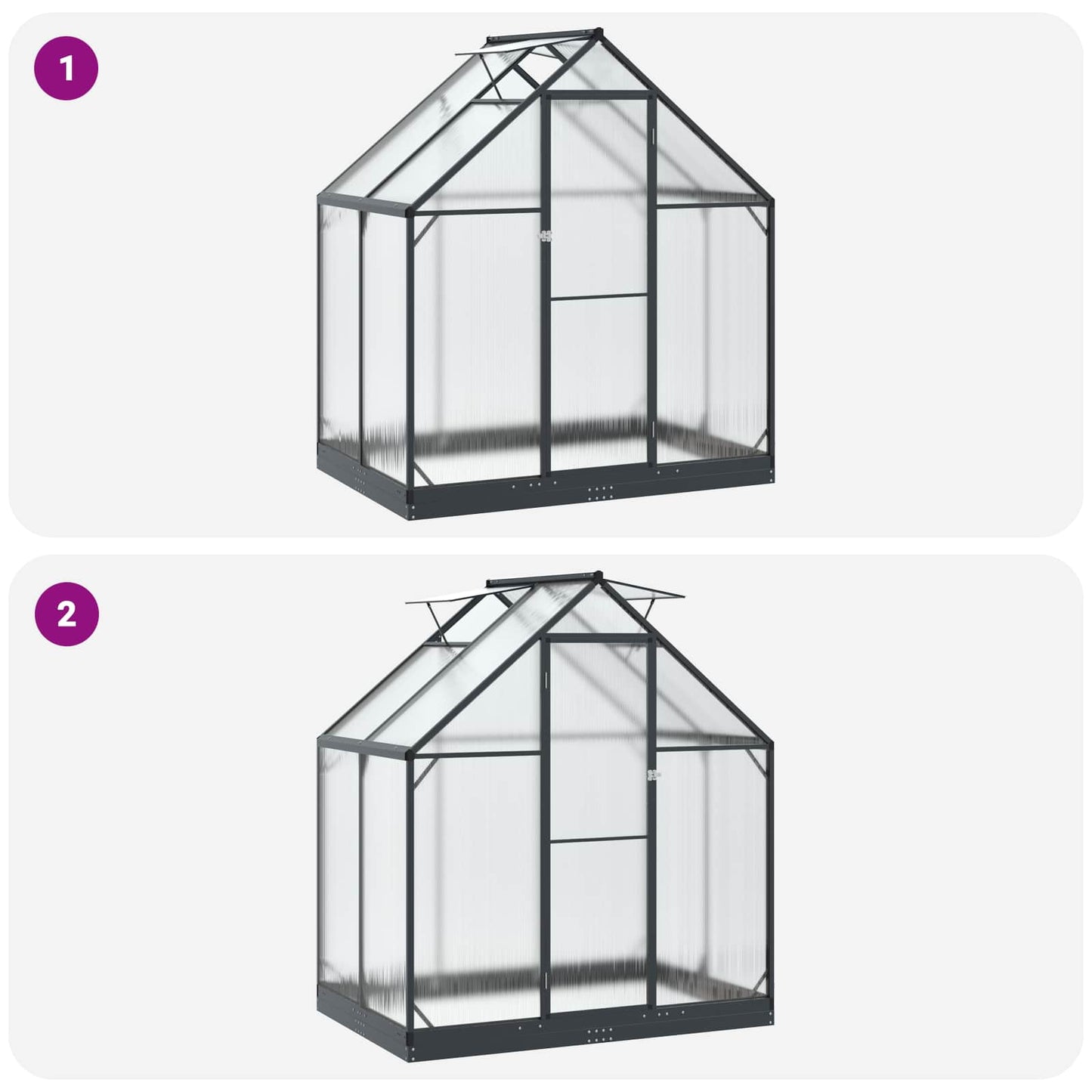 vidaXL Θερμοκήπιο Κήπου με πόρτα Ανθρακί 183,5 x 123 x 207 εκ.