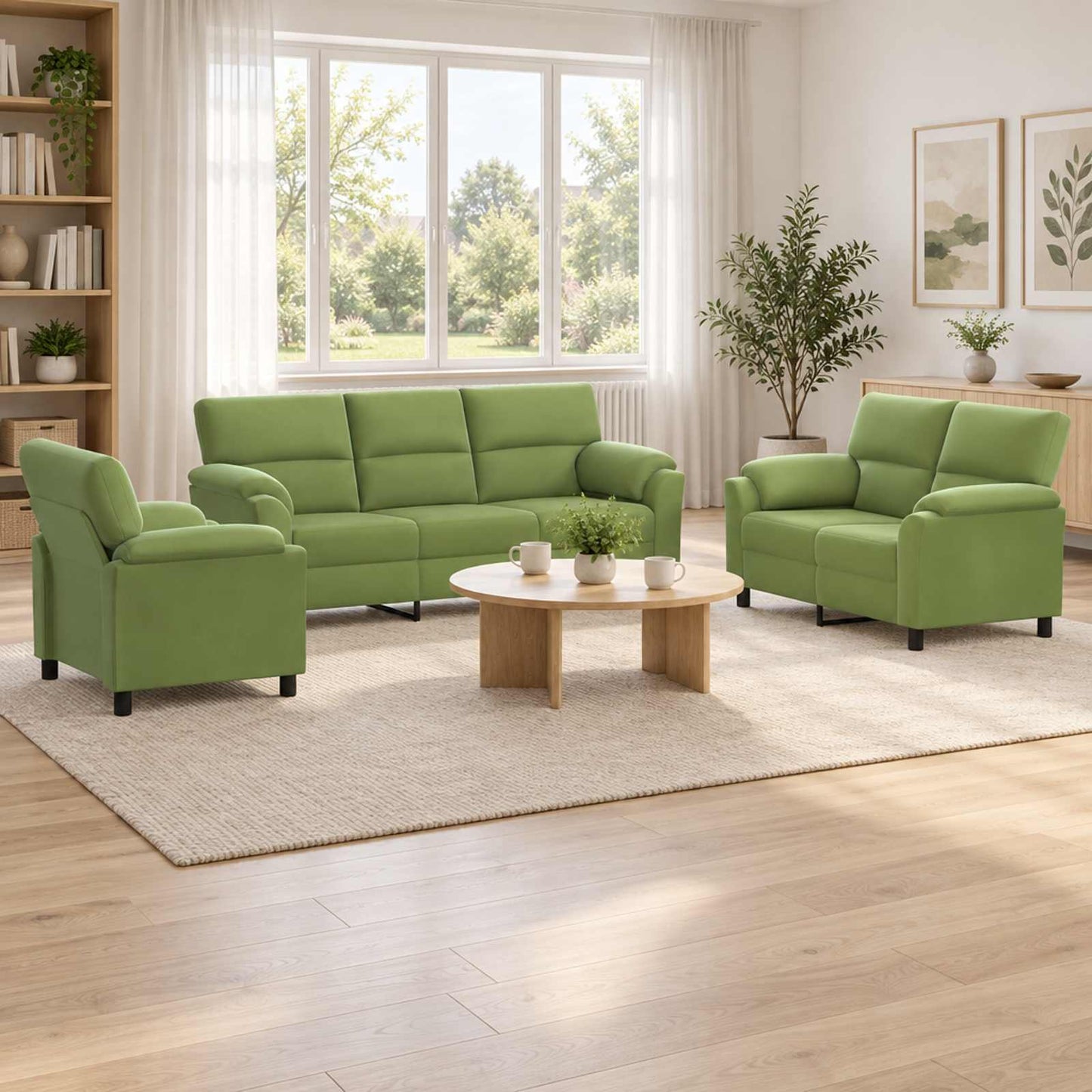 vidaXL Σετ Καναπέ 3 pcs Ανοιχτό Πράσινο Βελούδο