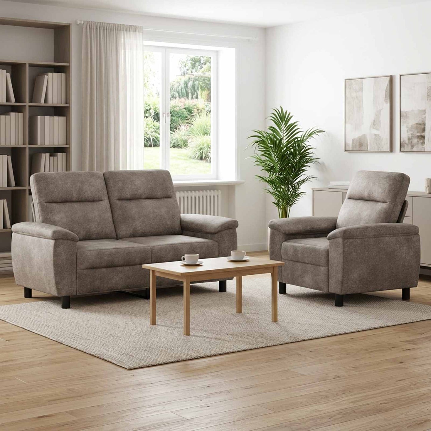 vidaXL Σετ Καναπέ 2 pcs Ανοιχτό γκρι Φιλικό Δερμάτινο Σουέντ