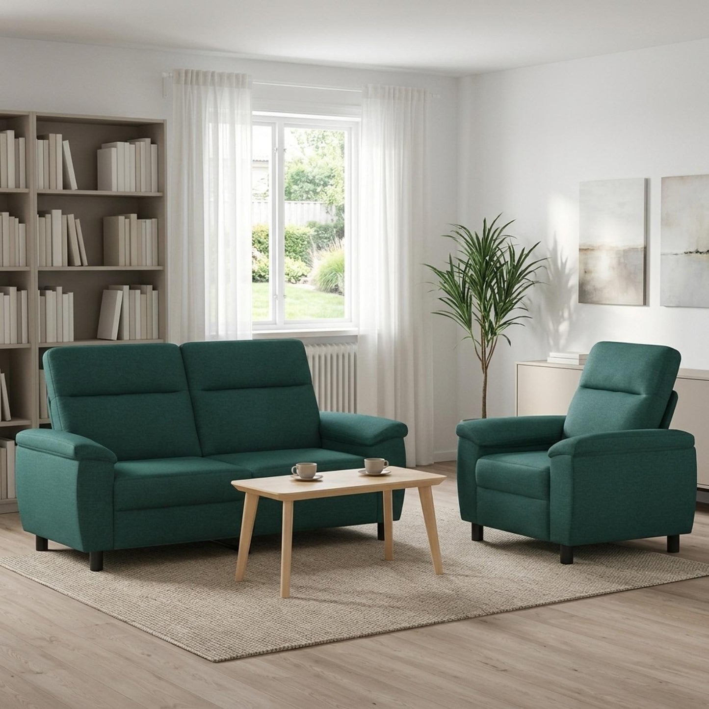vidaXL Σετ Καναπέ 2 pcs Σκούρο Πράσινο Ύφασμα