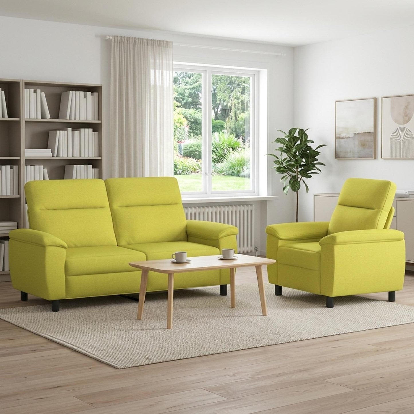 vidaXL Σετ Καναπέ 2 pcs Ανοιχτό Πράσινο Ύφασμα
