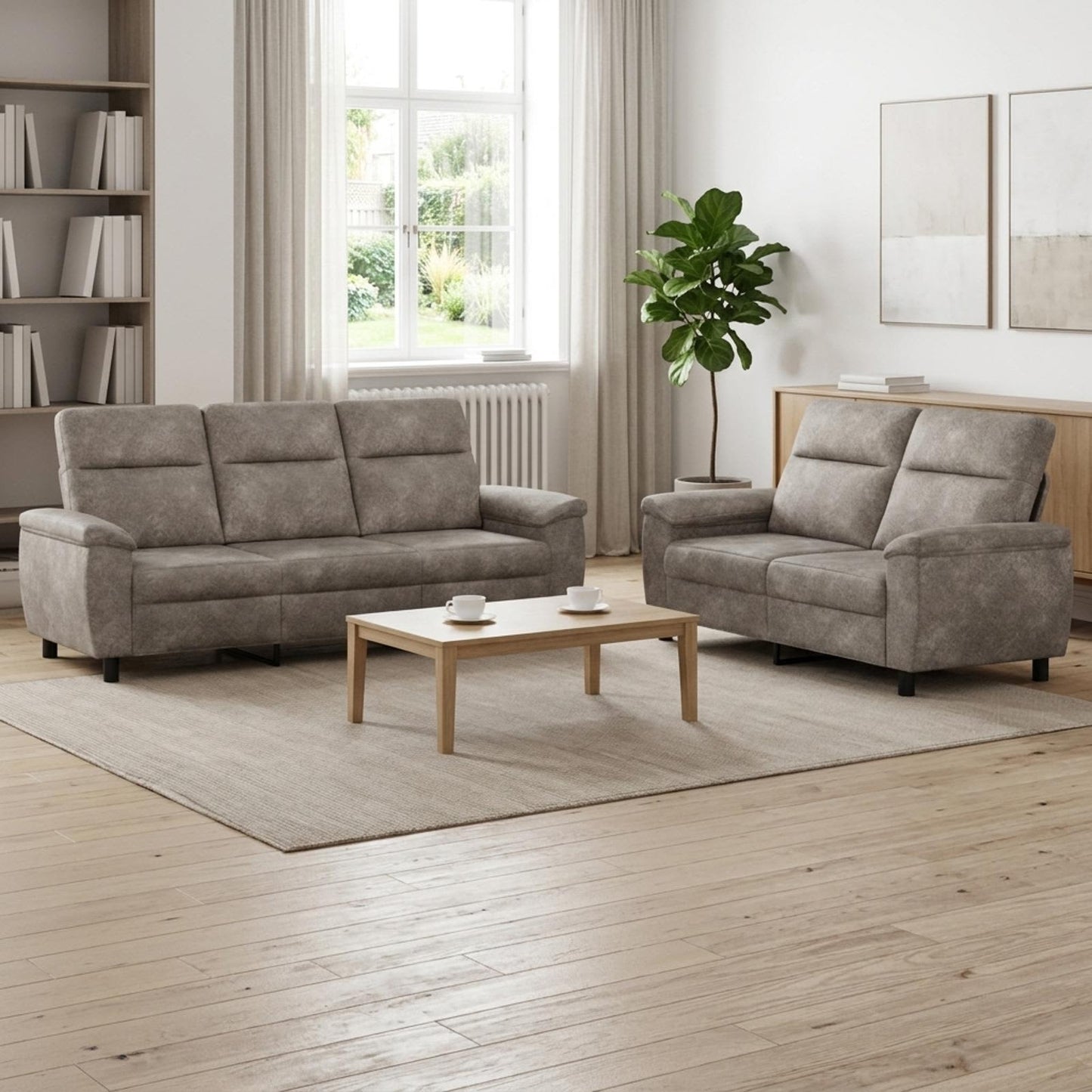 vidaXL Σετ Καναπέ 2 pcs Ανοιχτό γκρι Φιλικό Δερμάτινο Σουέντ