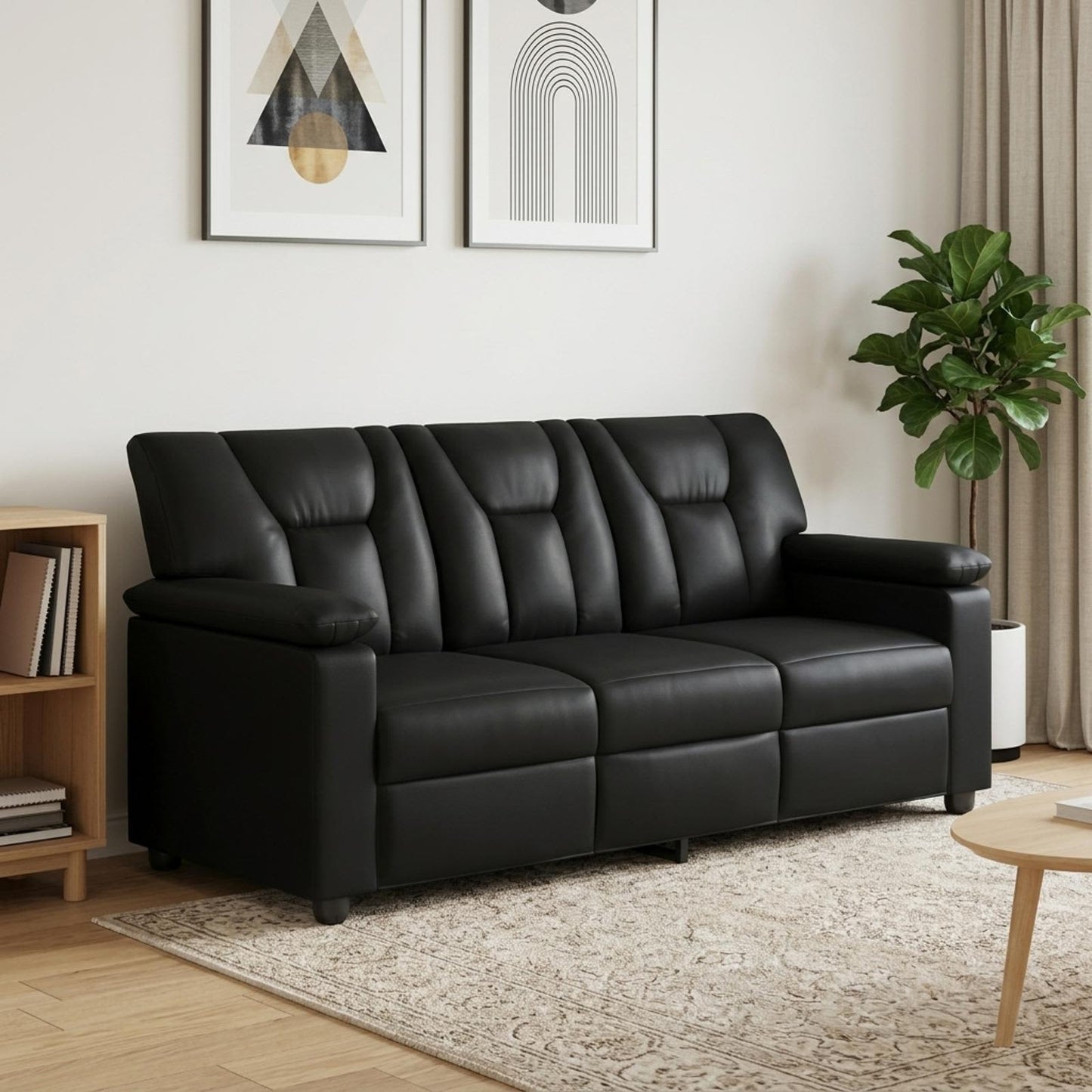 vidaXL Καναπές Μαύρο 191 x 85 x 93 εκ. Τεχνητό Δέρμα