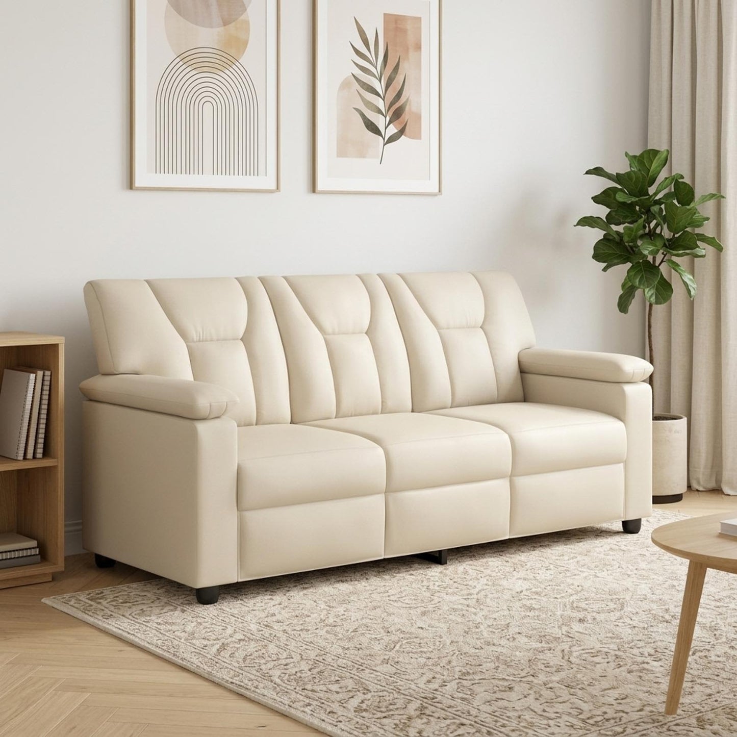 vidaXL Καναπές Κρεμ 191 x 85 x 93 εκ. Τεχνητό Δέρμα