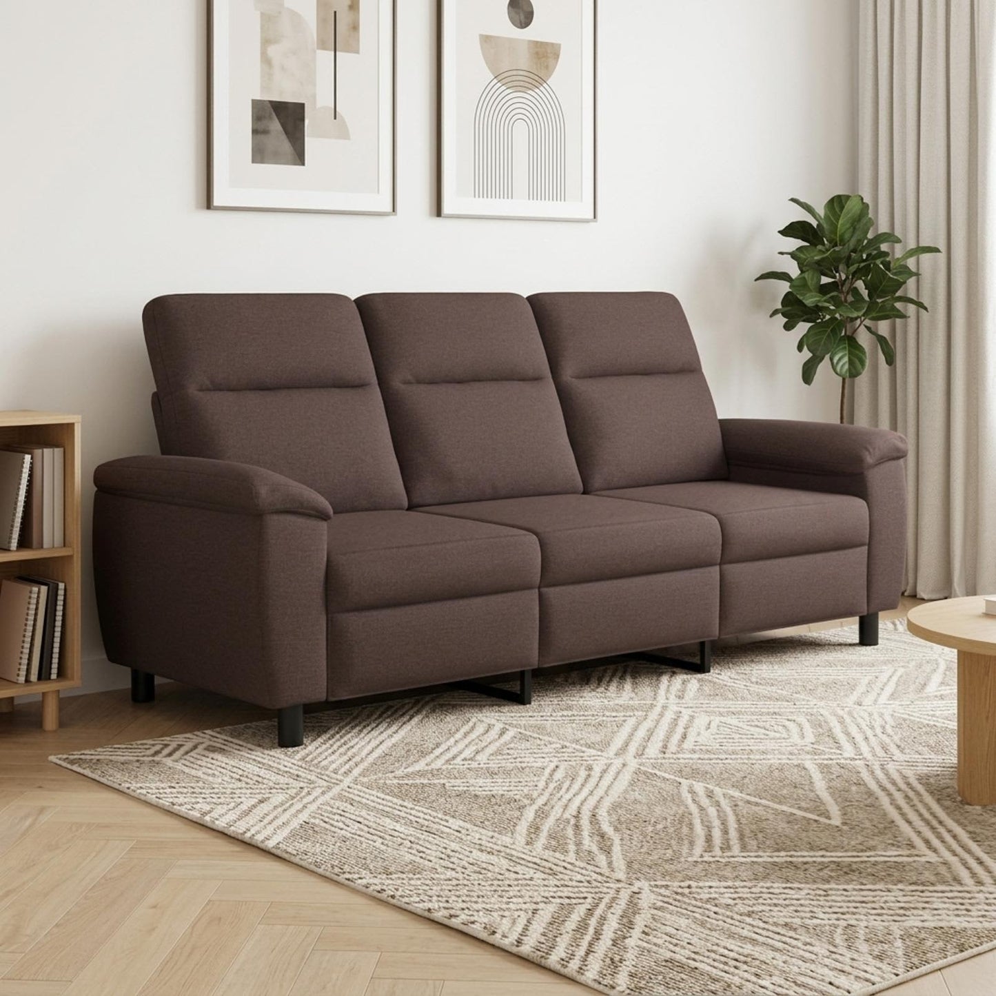 vidaXL Καναπές Σκούρο Καφέ 214 x 90 x 95 εκ. Ύφασμα