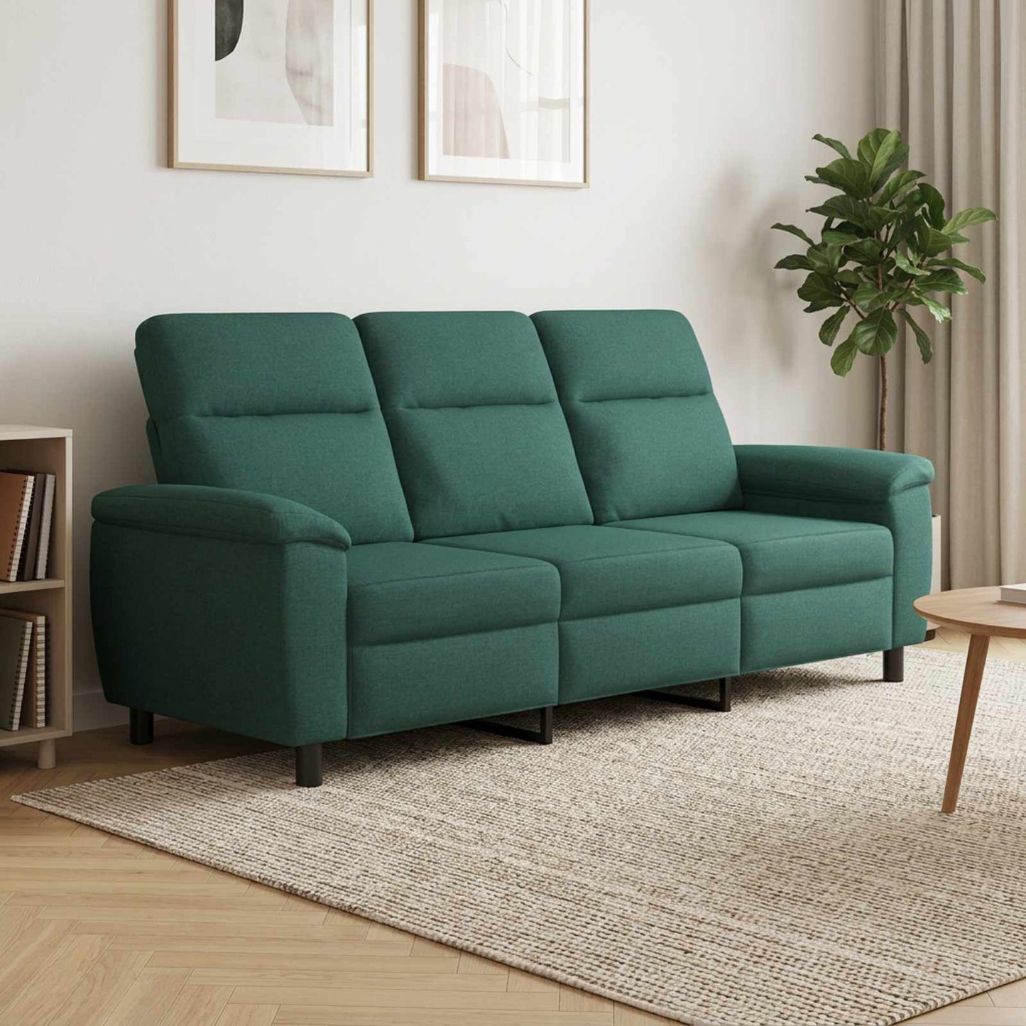 vidaXL Καναπές Σκούρο Πράσινο 214 x 90 x 95 εκ. Ύφασμα