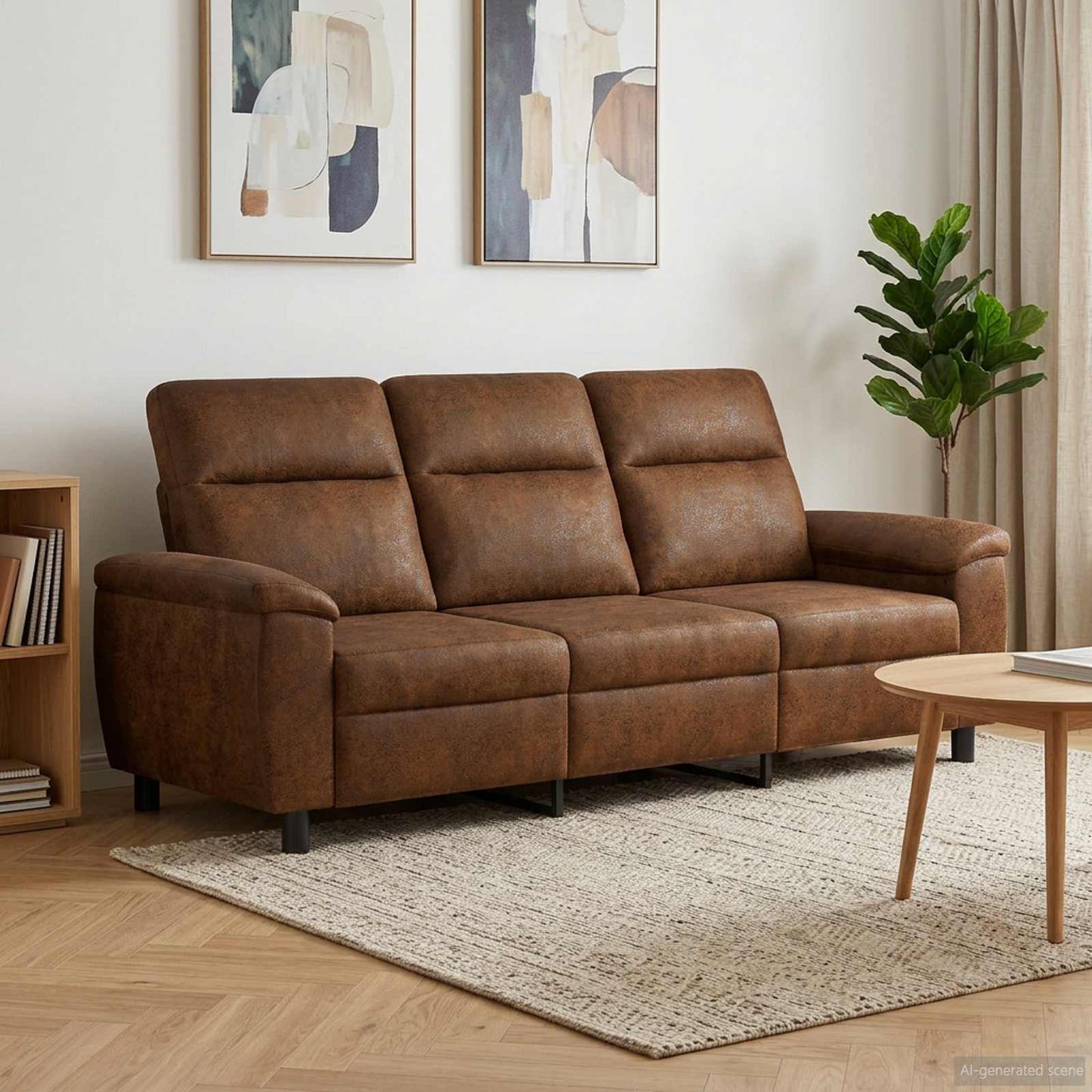 vidaXL Καναπές Καφέ 214 x 90 x 95 εκ. Φιλικό Δερμάτινο Σουέντ