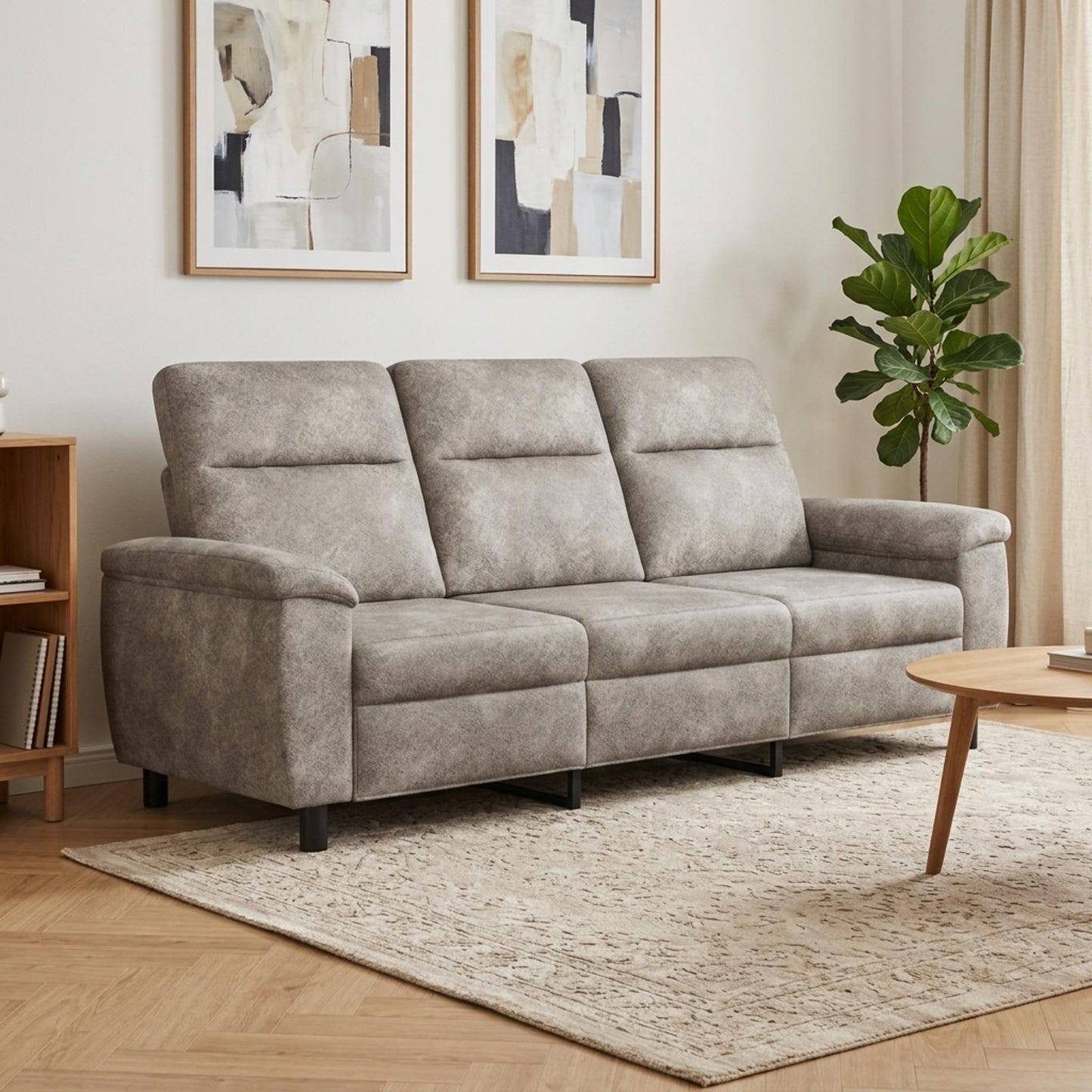 vidaXL Καναπές Ανοιχτό γκρι 214 x 90 x 95 εκ. Φιλικό Δερμάτινο Σουέντ