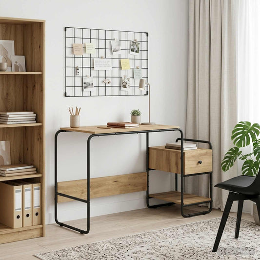 vidaXL Γραφείο με αποθηκευτικό χώρο Artisan Δρυς 131.5 x 50 x 75.5 εκ.