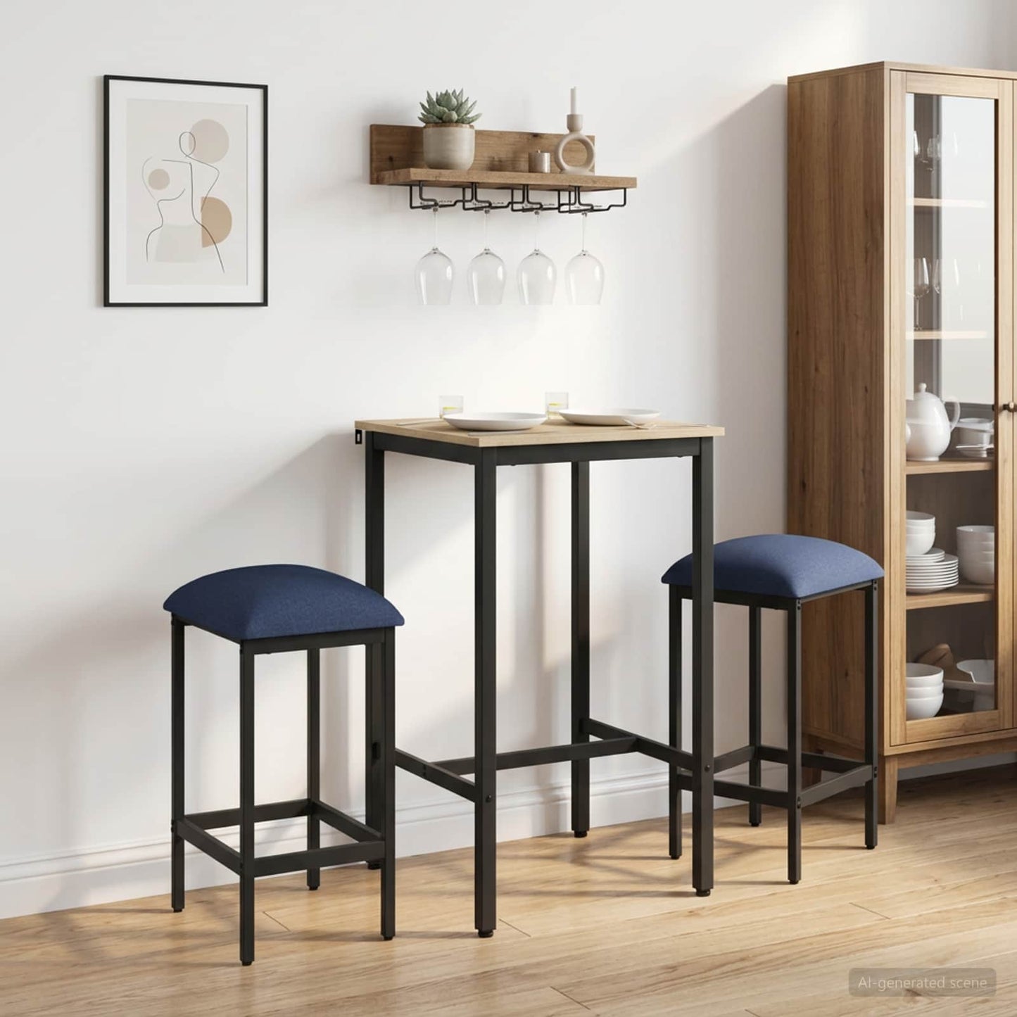 vidaXL Μπαρ σκαμπό 2 τμχ. Μπλε 40 x 32 x 74 εκ Επεξεργασμένο Ξύλο