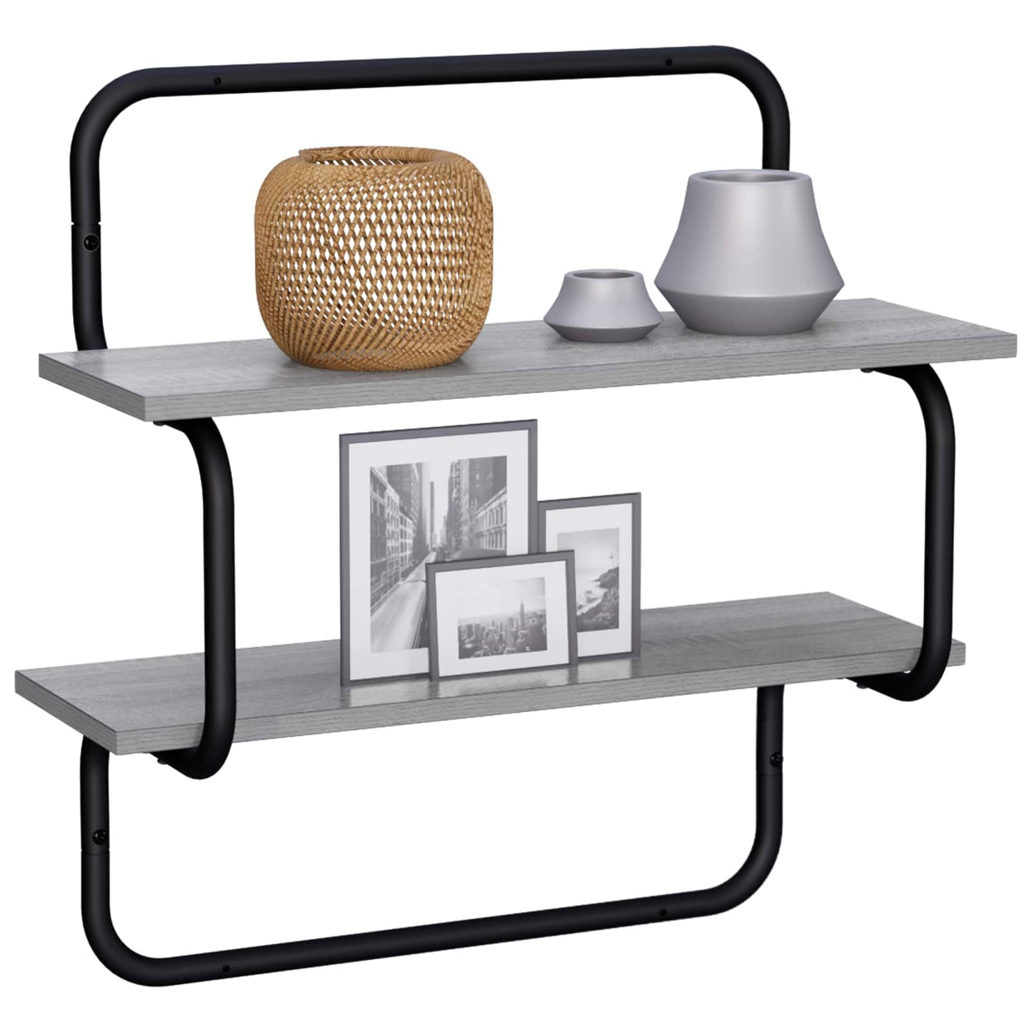 vidaXL Ράφι τοίχου 2 επιπέδων Γκρι Sonoma 80 x 24,5 x 61 εκ