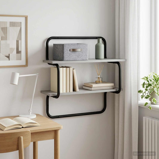 vidaXL Ράφι Τοίχου 2 Επιπέδων Γκρι Sonoma 60 x 24,5 x 61 εκ