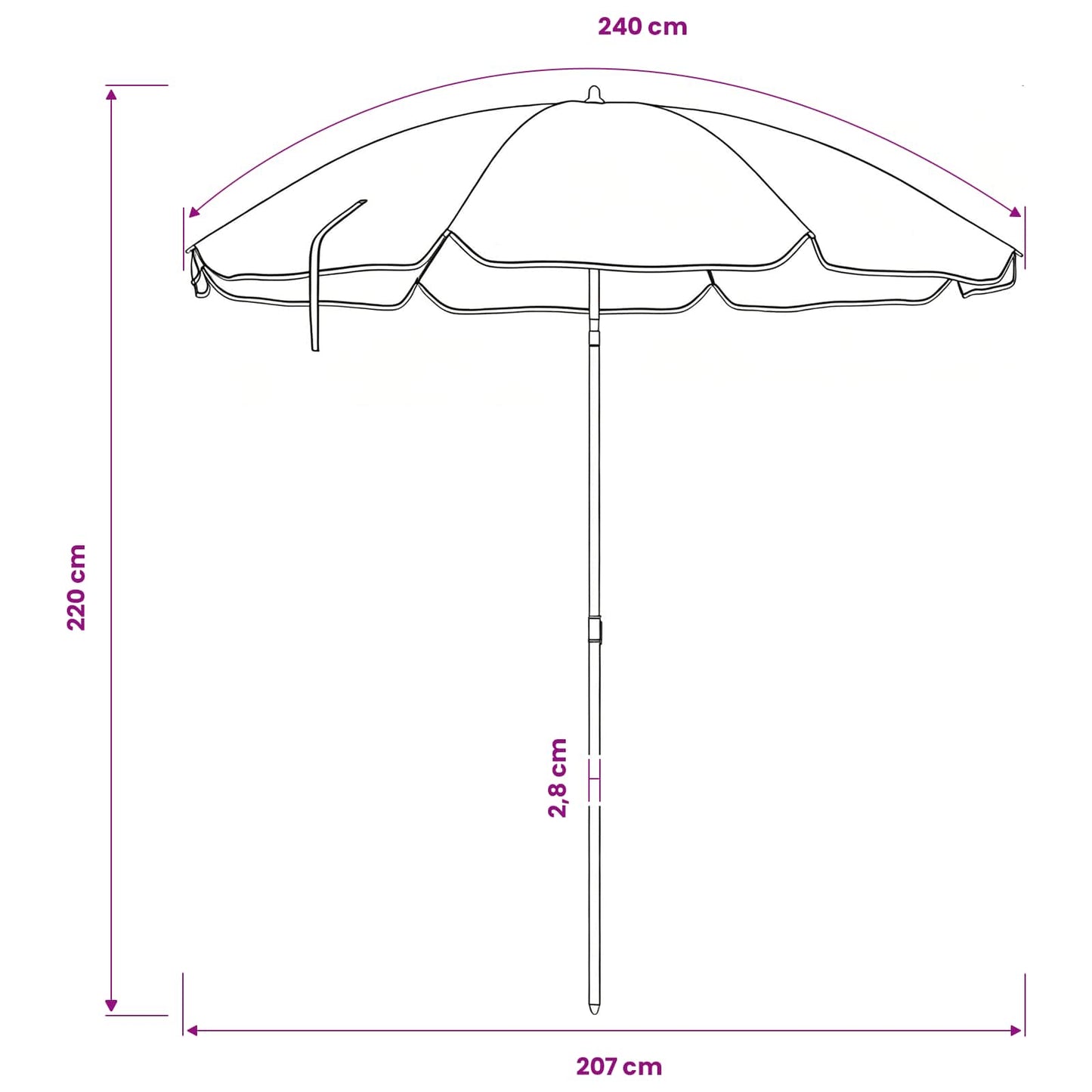 vidaXL Ομπρέλα Κήπου 240 cm 170T πολυεστέρας Πορτοκαλί