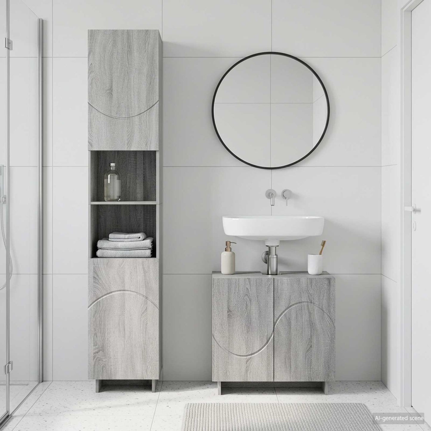 vidaXL Σετ Ντουλαπιών Μπάνιου 2 τμχ. Γκρι Sonoma Επεξεργασμένο Ξύλο