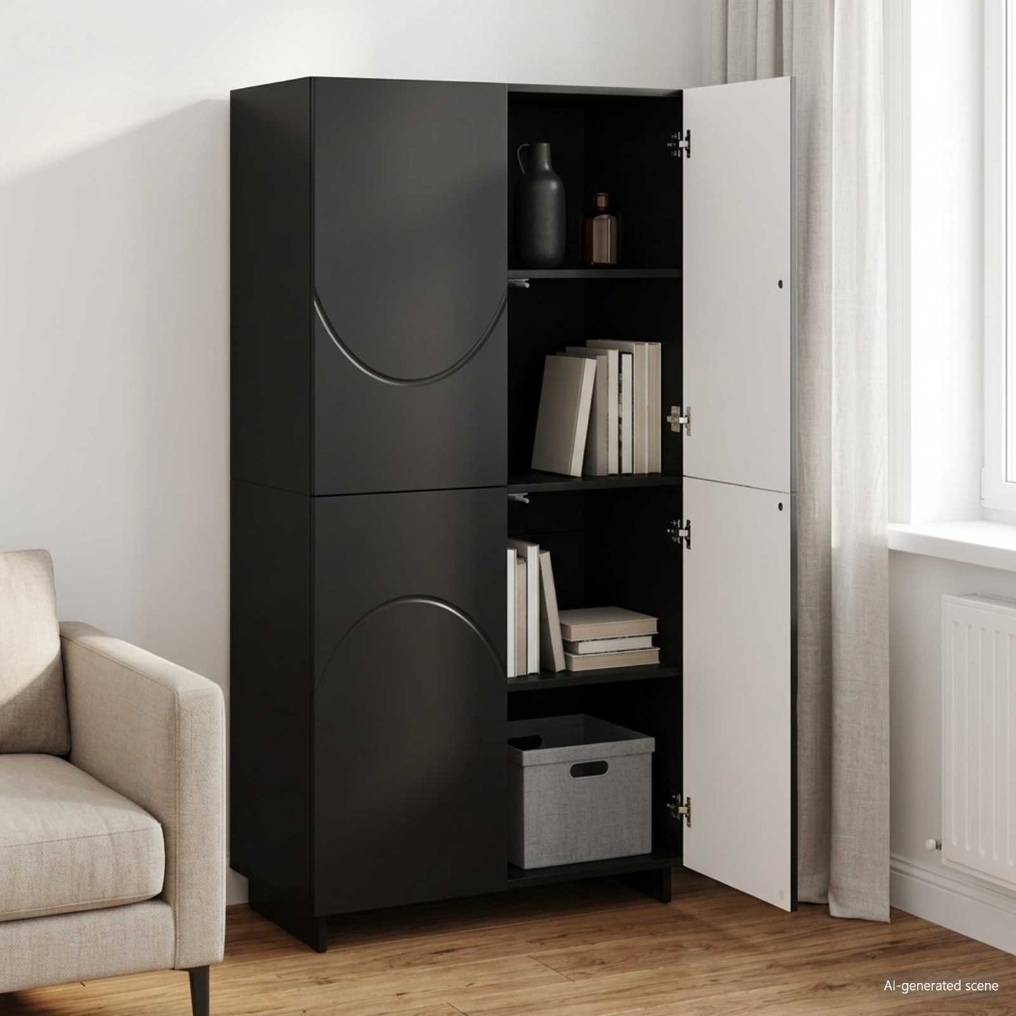 vidaXL Ψηλός μπουφές Μαύρο 79 x 41 x 151 cm Επεξεργασμένο Ξύλο