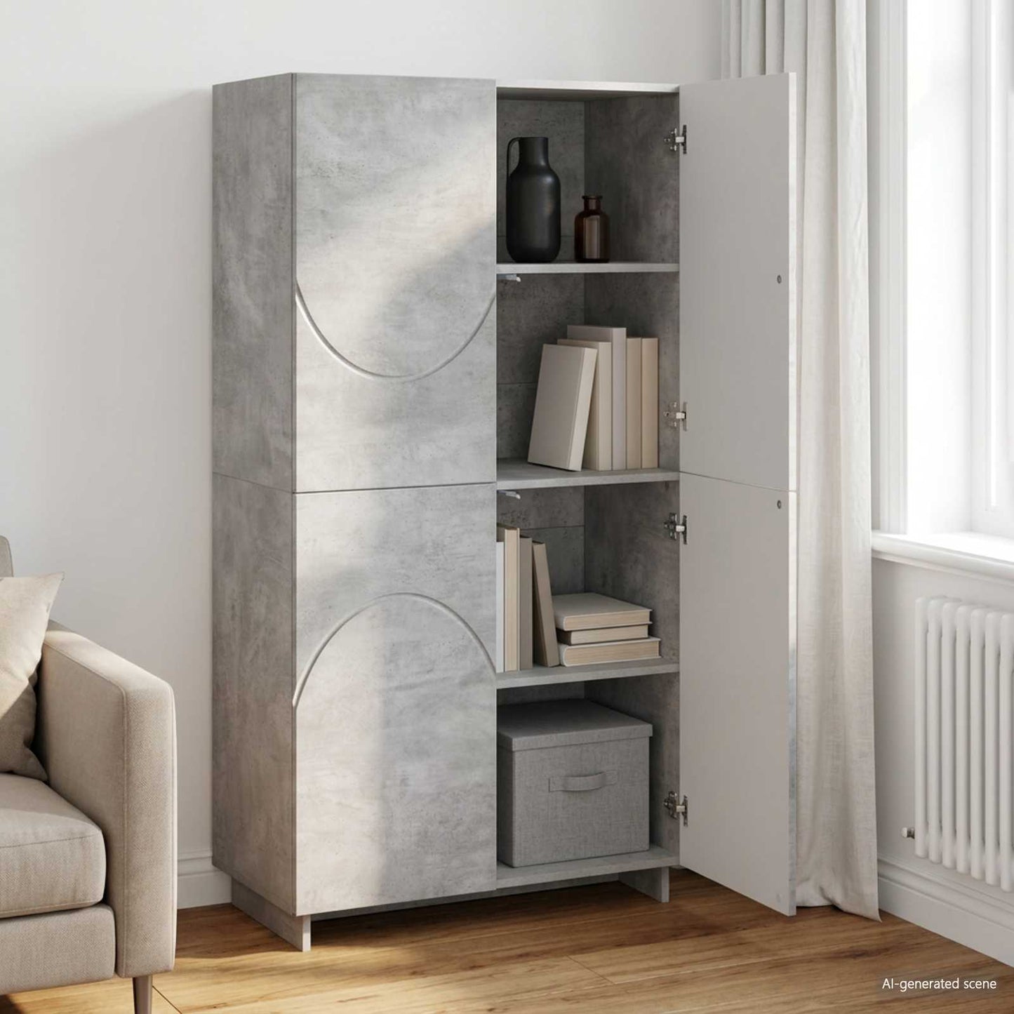 vidaXL Ψηλός μπουφές Γκρι Σκυροδέματος 79 x 41 x 151 cm