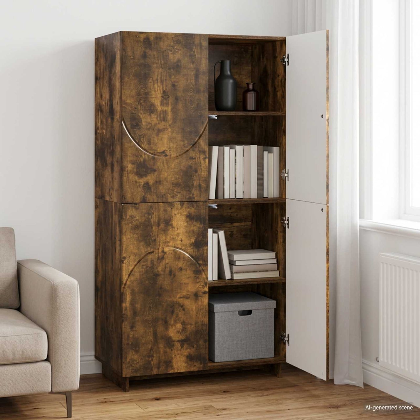 vidaXL Ψηλός μπουφές Καπνισμένο Ξύλο Δρυός 79 x 41 x 151 cm