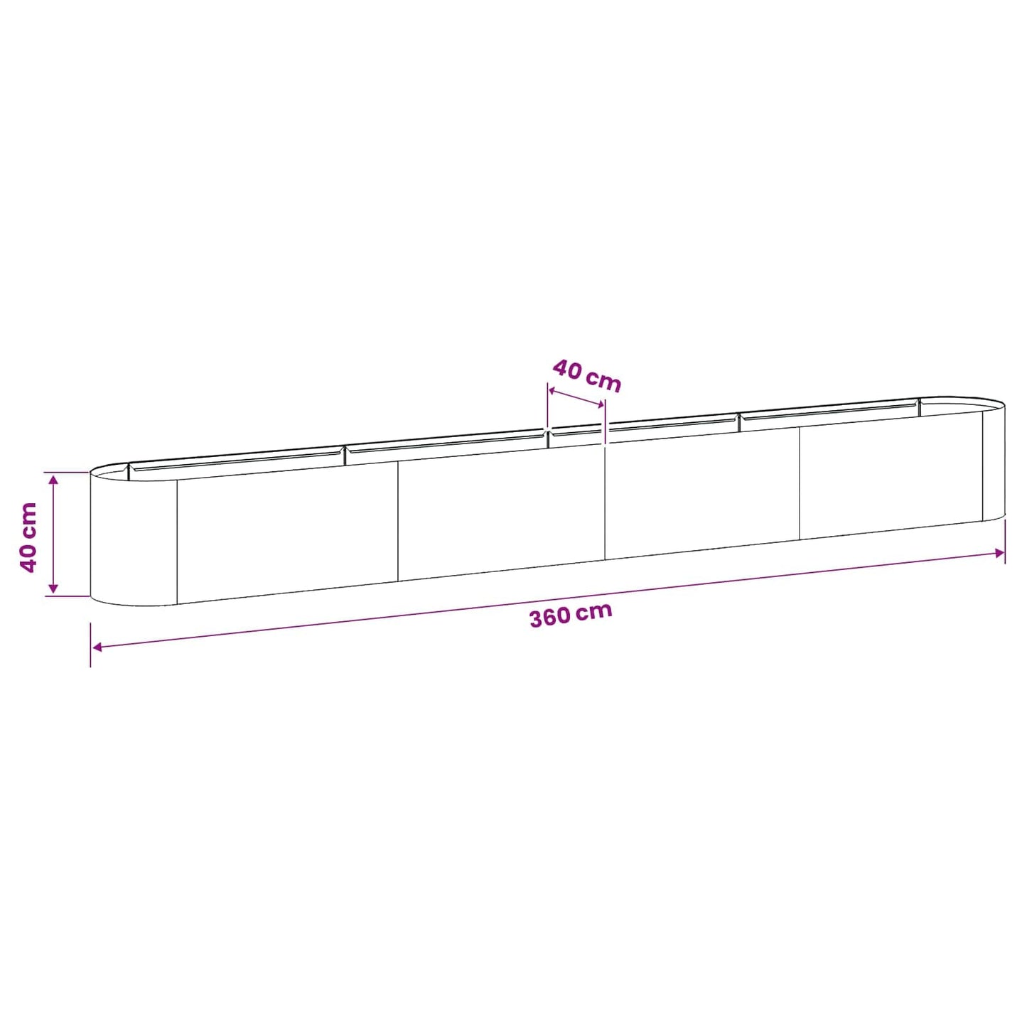 vidaXL Υψωμένο Κρεβάτι Κήπου Λευκό 360 x 40 x 40 εκ.