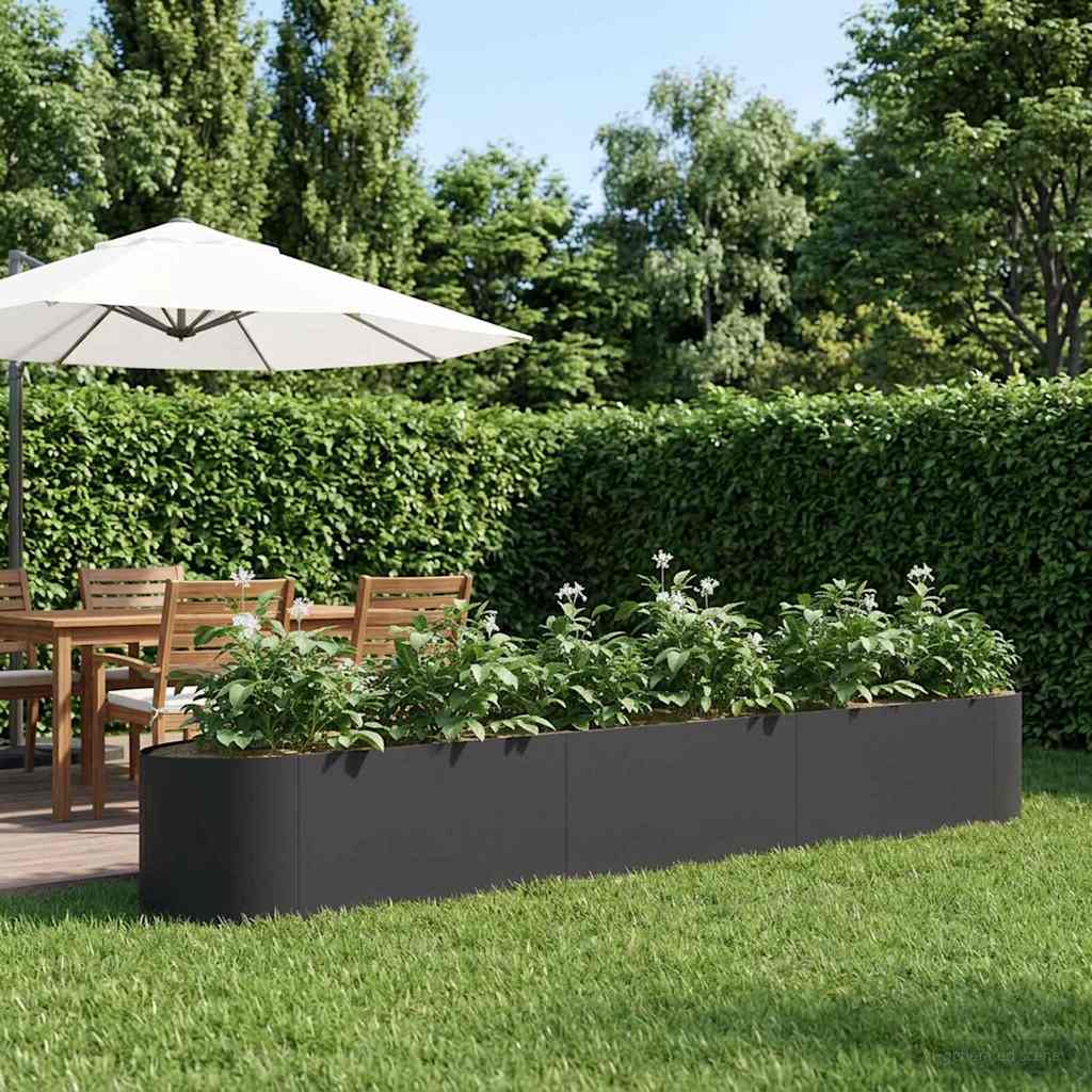 vidaXL Υψωμένο Κρεβάτι Κήπου Μαύρο 300 x 40 x 40 εκ Ατσάλι