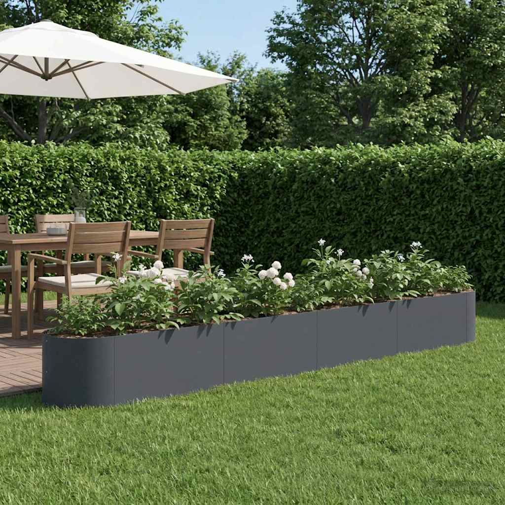 vidaXL Υψωμένο Κρεβάτι Κήπου Ανθρακί 380 x 40 x 40 εκ Ατσάλι
