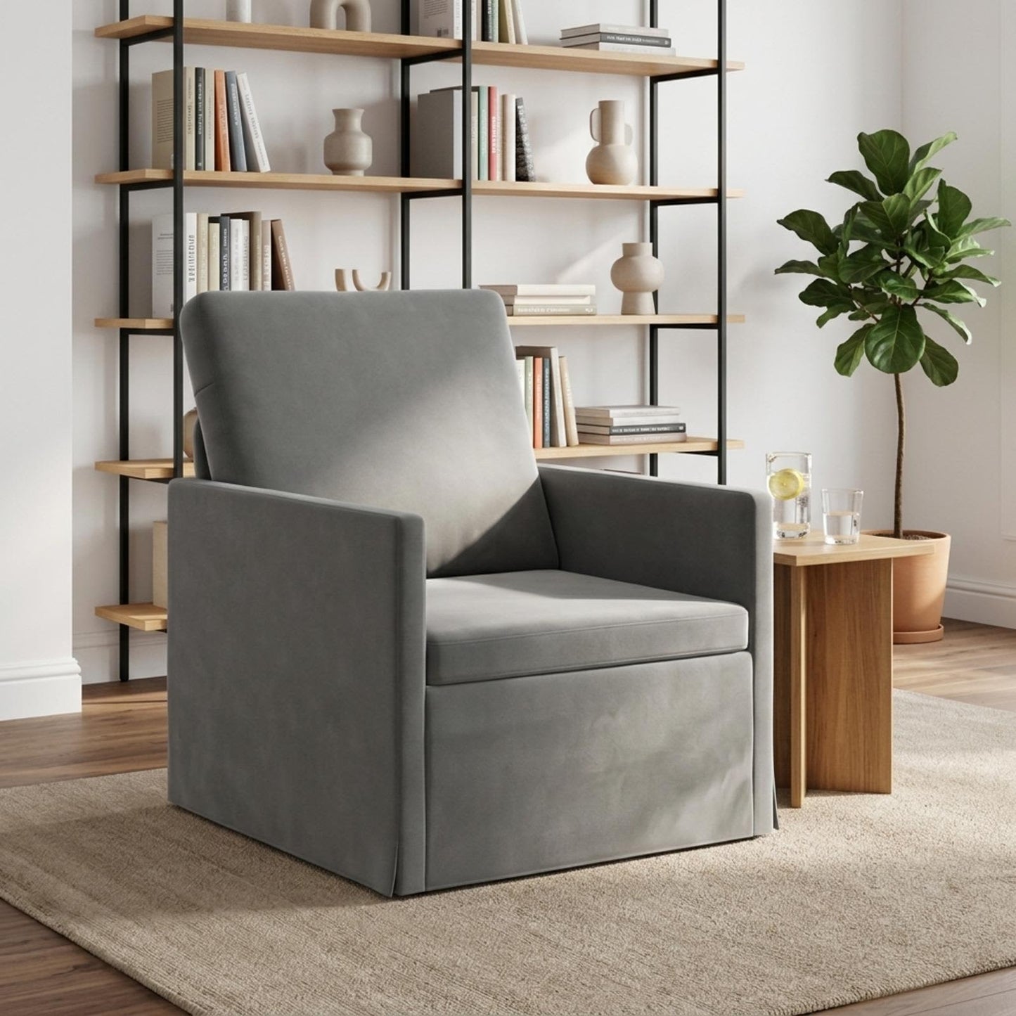 vidaXL Πολυθρόνα Σκούρο Γκρι 70 x 81 x 82 εκ. Βελούδο