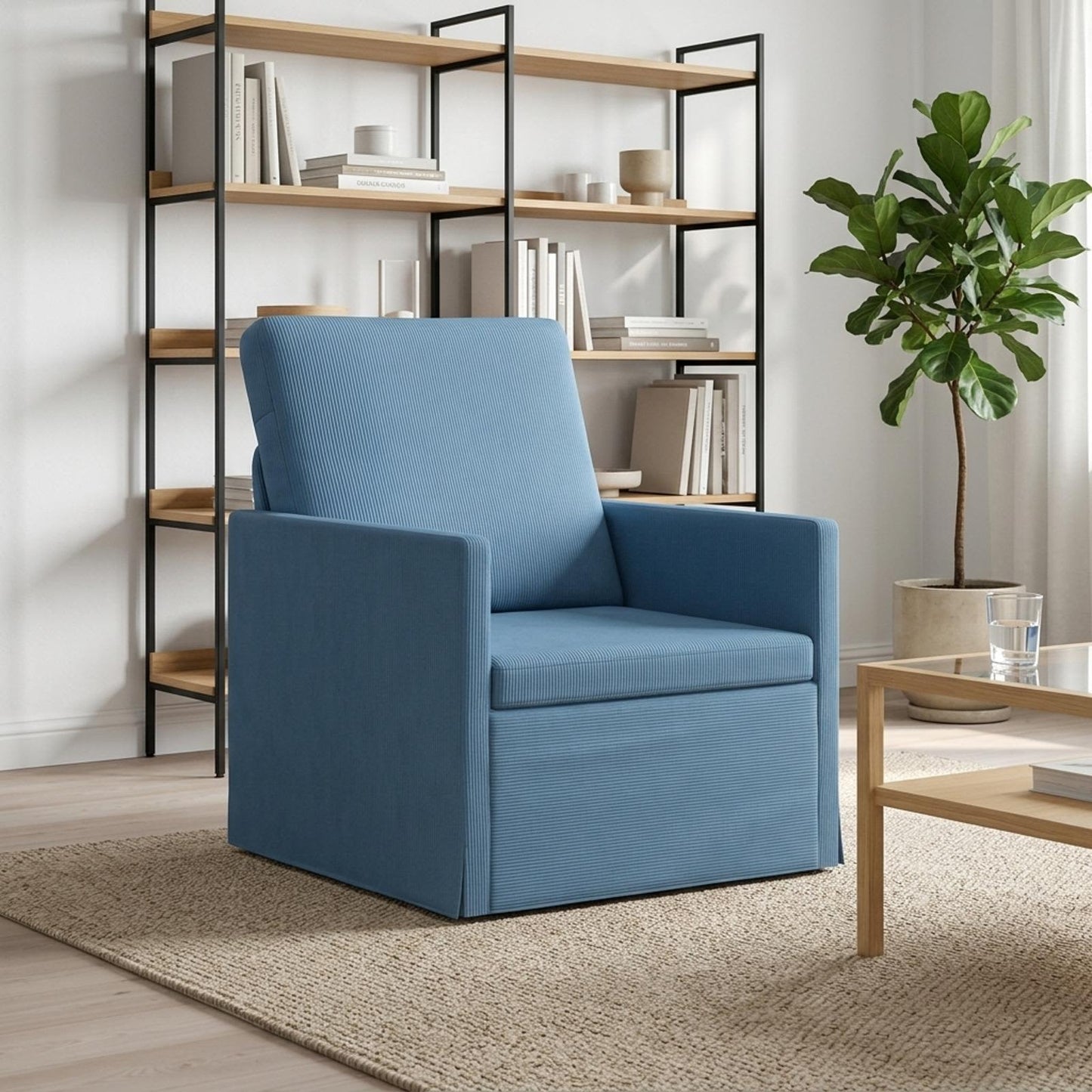 vidaXL Πολυθρόνα Μπλε 70 x 81 x 82 εκ. Υφασμάτινο Κορντουρά