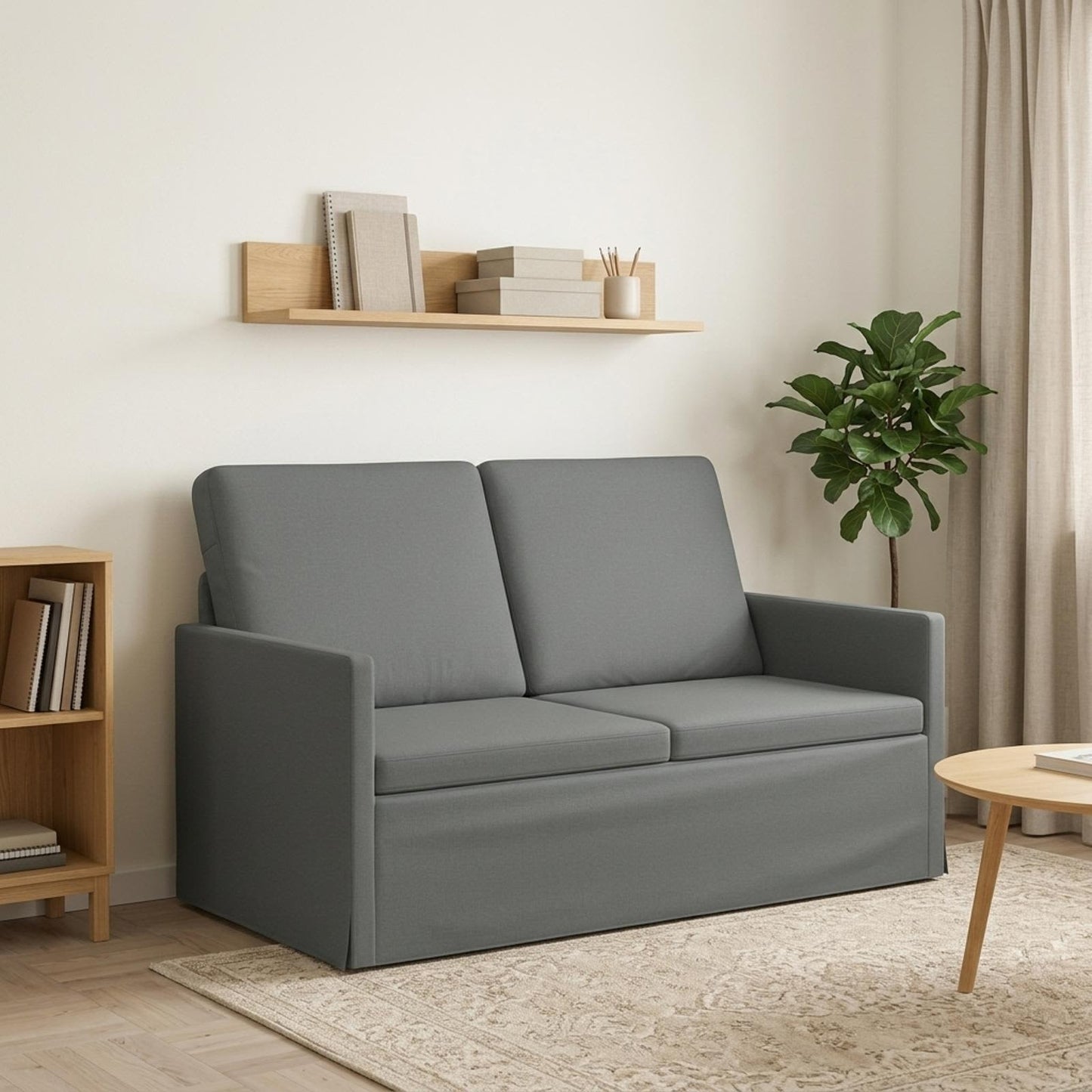 vidaXL Καναπές 2 ατόμων Σκούρο Γκρι 130 x 81 x 82 εκ. Ύφασμα