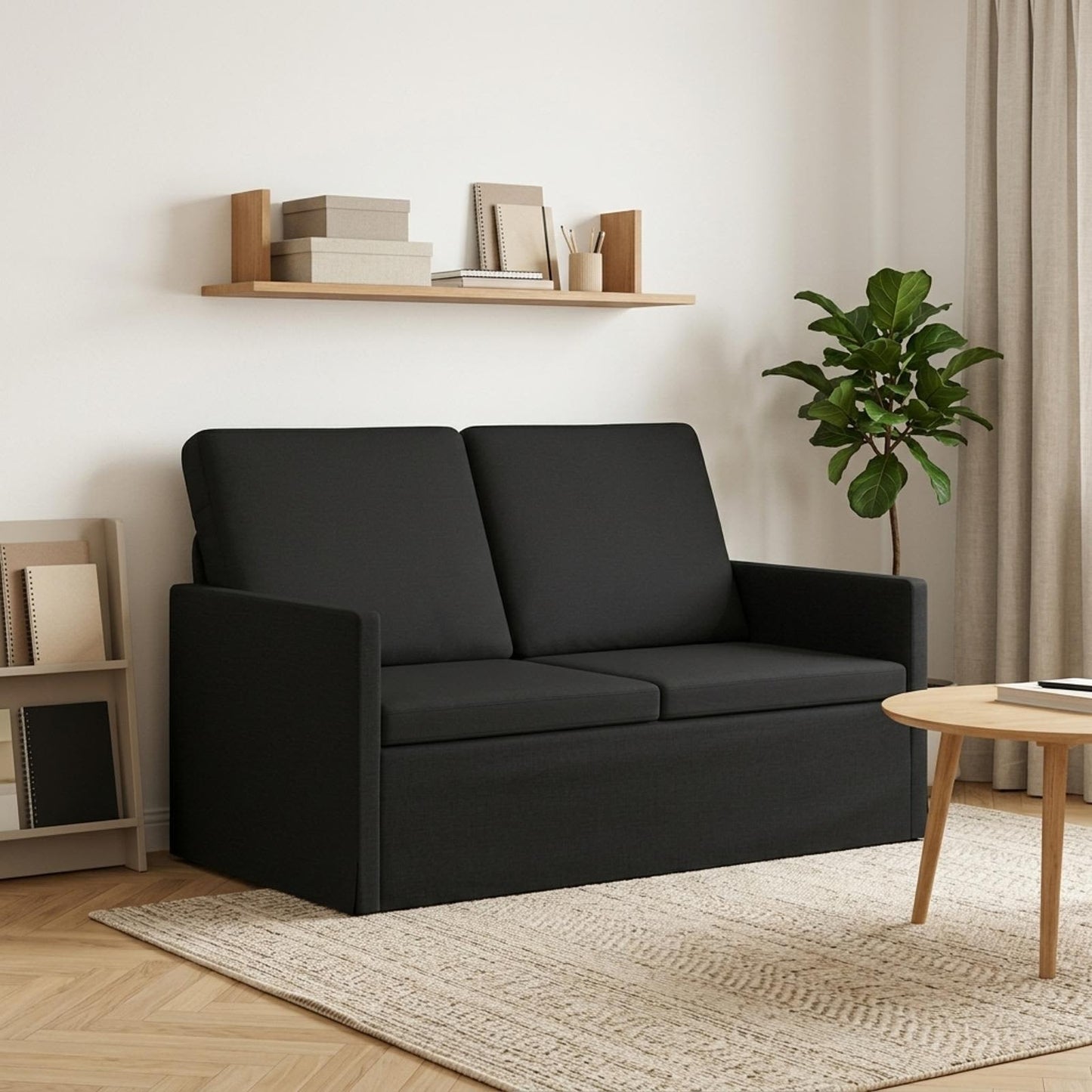 vidaXL Καναπές 2 ατόμων Μαύρο 130 x 81 x 82 εκ. Ύφασμα