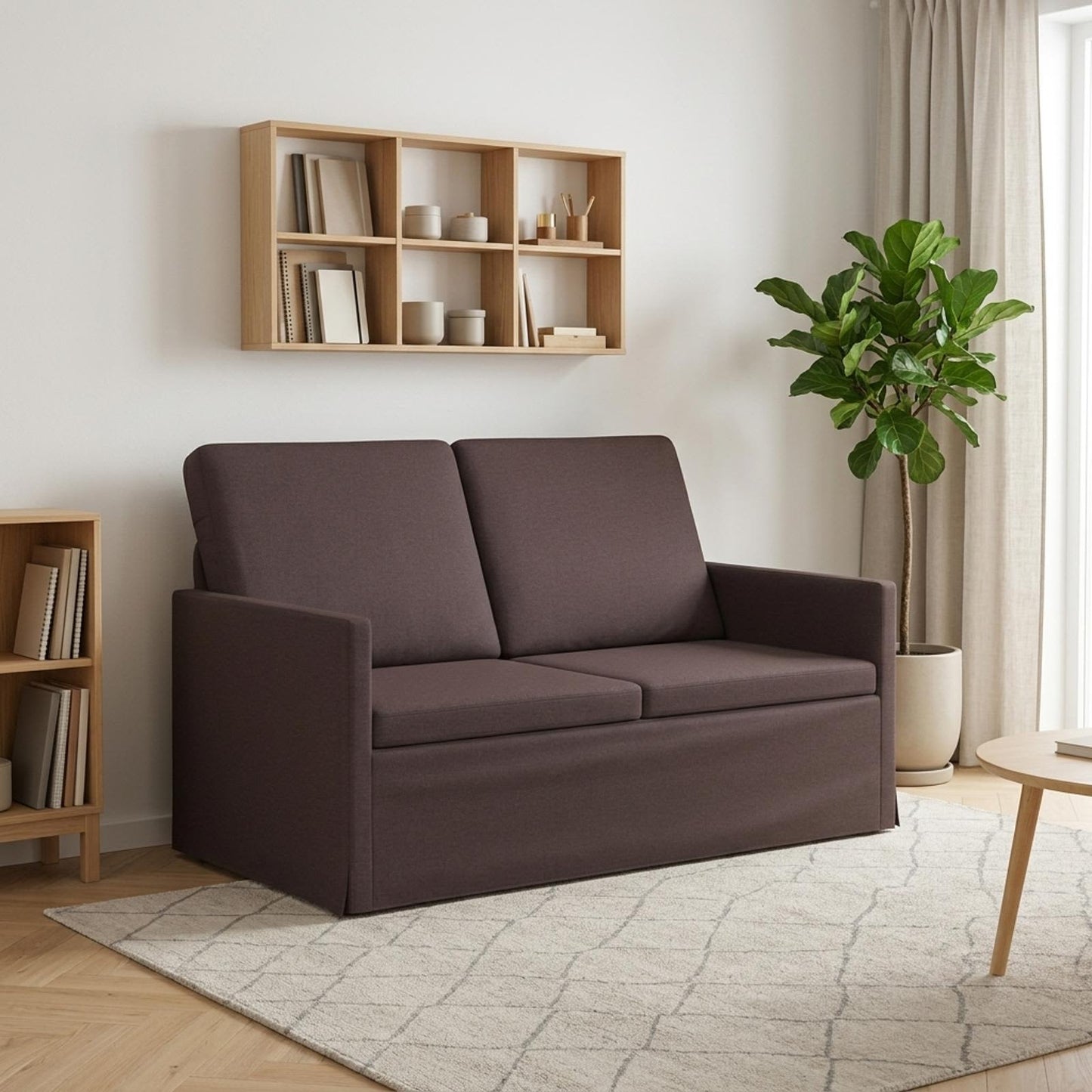 vidaXL Καναπές 2 ατόμων Σκούρο Καφέ 130 x 81 x 82 εκ. Ύφασμα