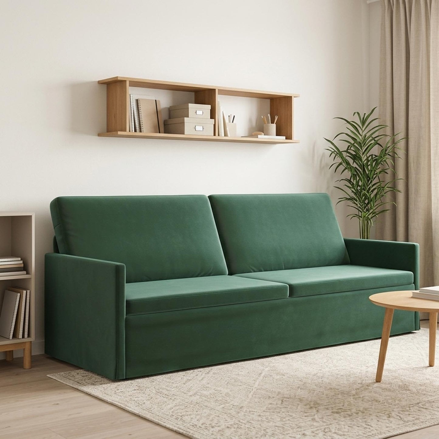 vidaXL Καθιστικό 3 ατόμων Σκούρο Πράσινο 220 x 81 x 82 εκ. Βελούδο