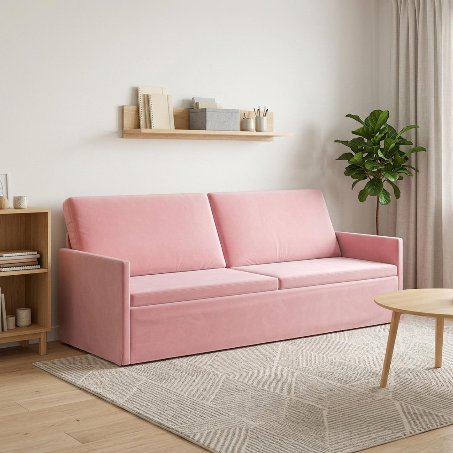 vidaXL Καθιστικό 3 ατόμων Ροζ 220 x 81 x 82 εκ. Βελούδο