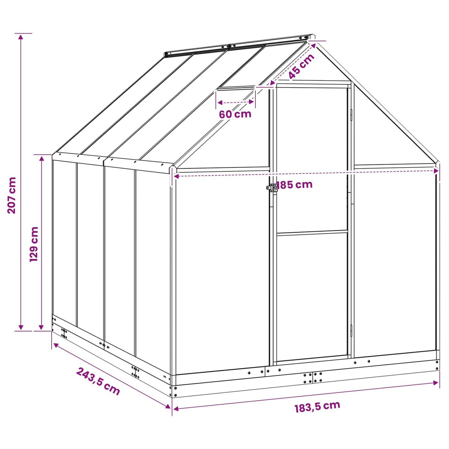 vidaXL Θερμοκήπιο Κήπου 183,5 x 243,5 x 207 εκ