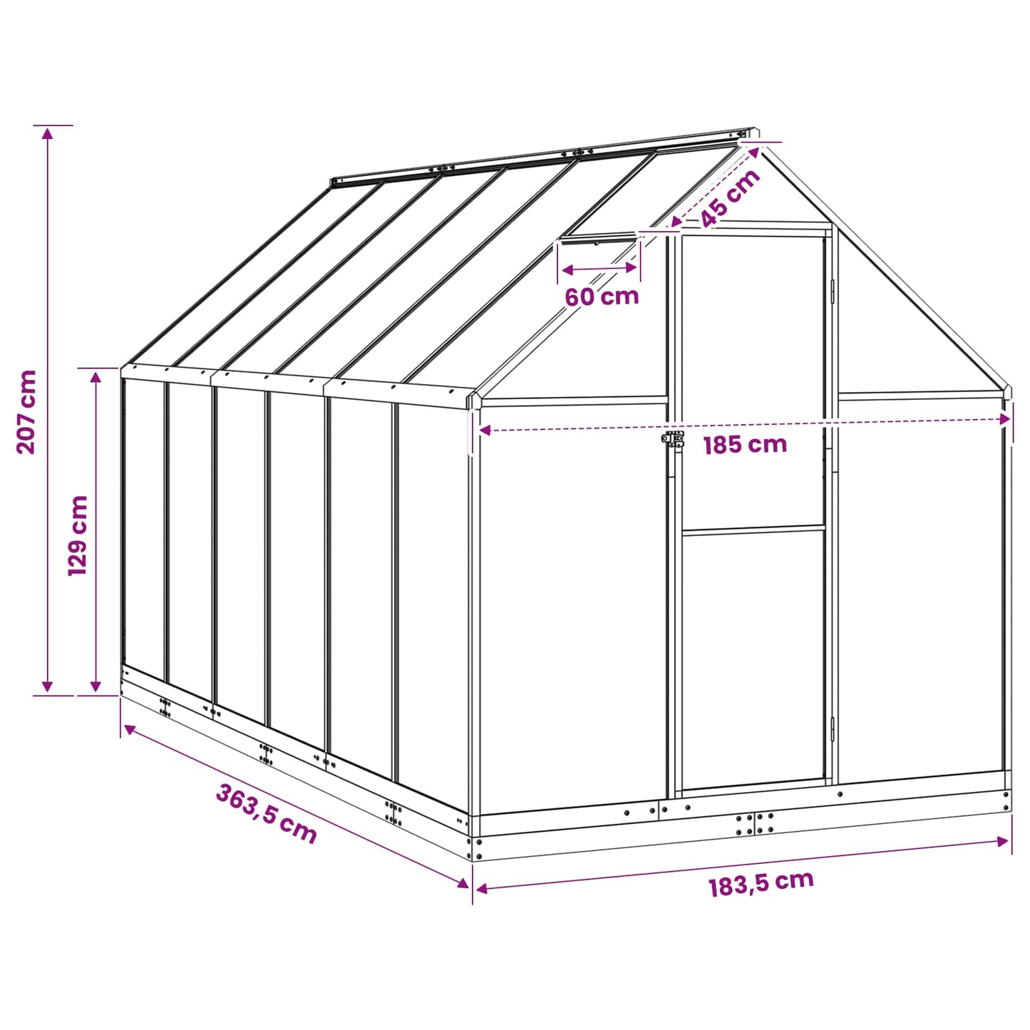 vidaXL Θερμοκήπιο Κήπου 183,5 x 363,5 x 207 εκ