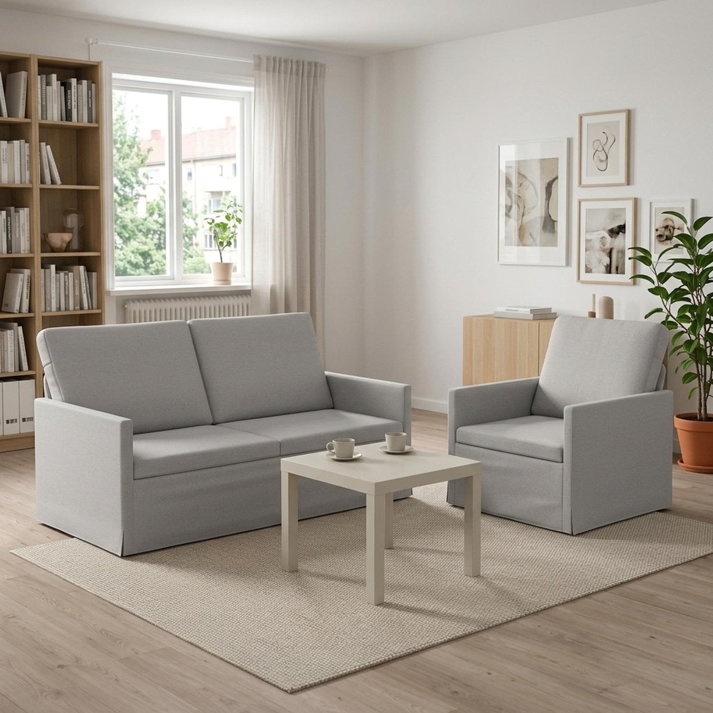 vidaXL Σετ Καναπέ 2 pcs Σκίουρος Γκρί Ύφασμα