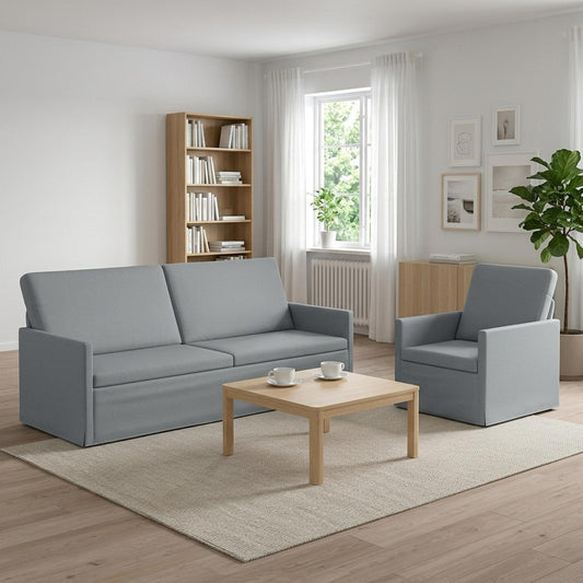 vidaXL Σετ Καναπέ 2 pcs Ανοιχτό γκρι Ύφασμα