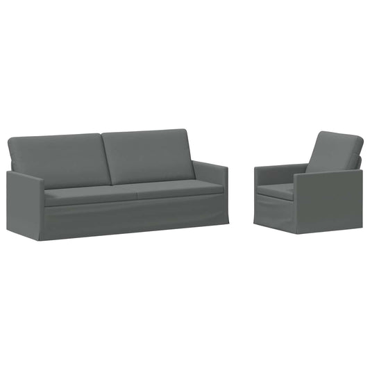 vidaXL Σετ Καναπέ 2 pcs Σκούρο Γκρι Ύφασμα