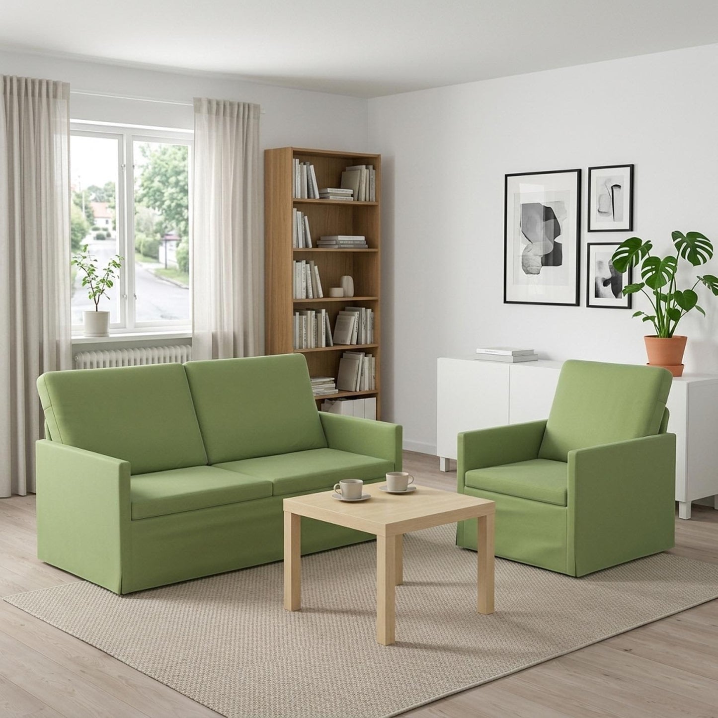 vidaXL Σετ Καναπέ 2 pcs Ανοιχτό Πράσινο Βελούδο