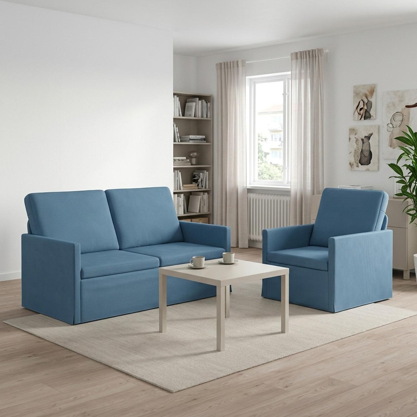 vidaXL Σετ Καναπέ 2 pcs Μπλε Υφασμάτινο Κορντουρά