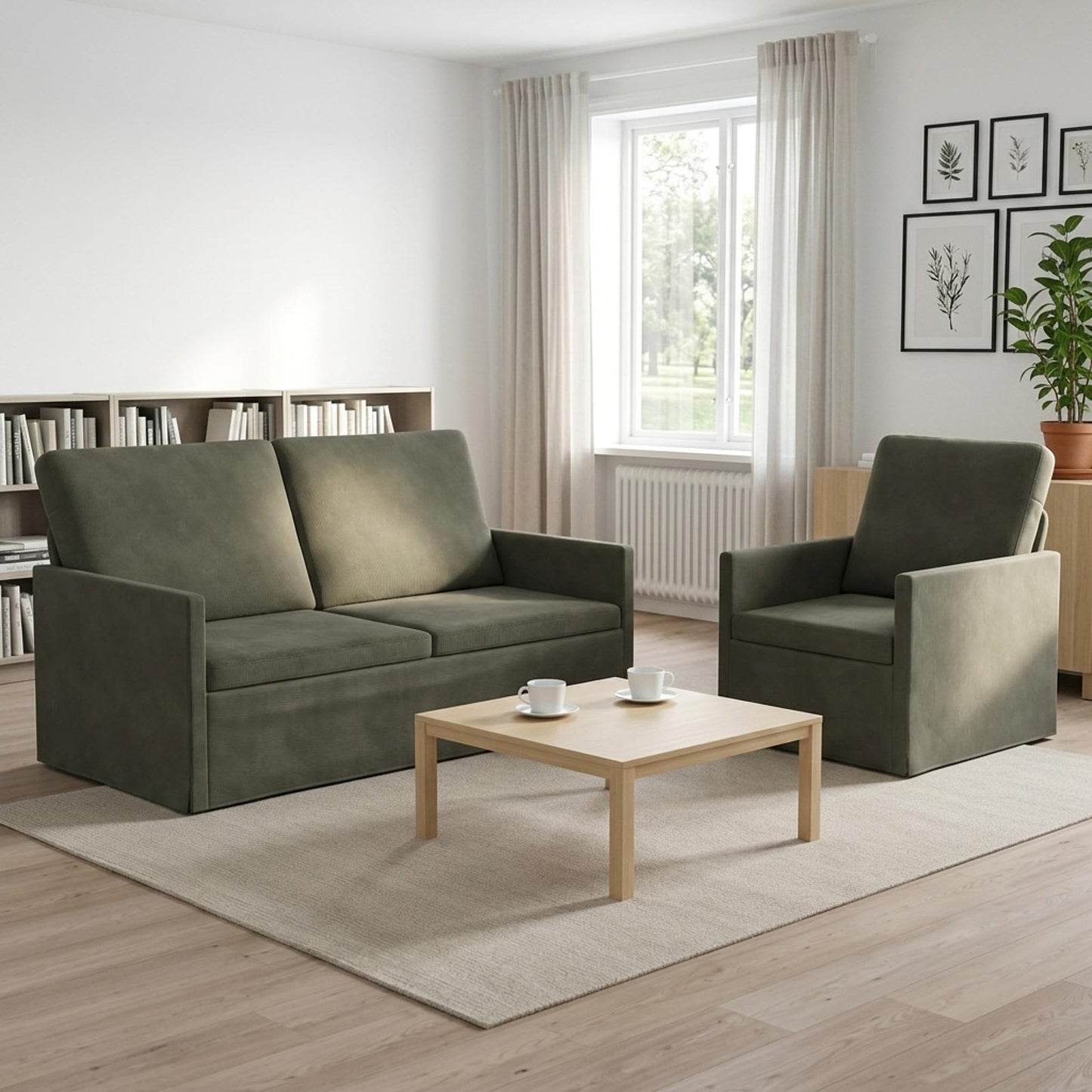 vidaXL Σετ Καναπέ 2 pcs Ανοιχτό γκρι Υφασμάτινο Κορντουρά