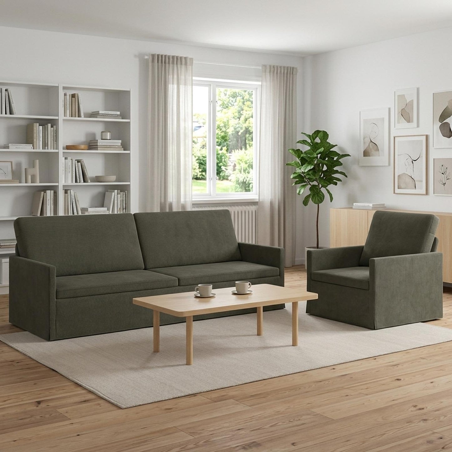 vidaXL Σετ Καναπέ 2 pcs Ανοιχτό γκρι Υφασμάτινο Κορντουρά