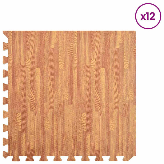 vidaXL Στρώματα Γυμναστικής Παζλ 12 pcs Καφέ 4,32 τ.μ. Φελιζόλ EVA