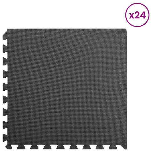 vidaXL Χαλάκι για Πισίνα 24 pcs Μαύρο 8,64 τ.μ. Φελιζόλ EVA