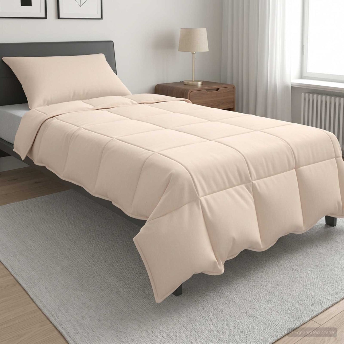 vidaXL Σετ Παπλωμάτων 2 τμχ. 140 x 200 cm Χειμώνας 350 gsm Μπεζ