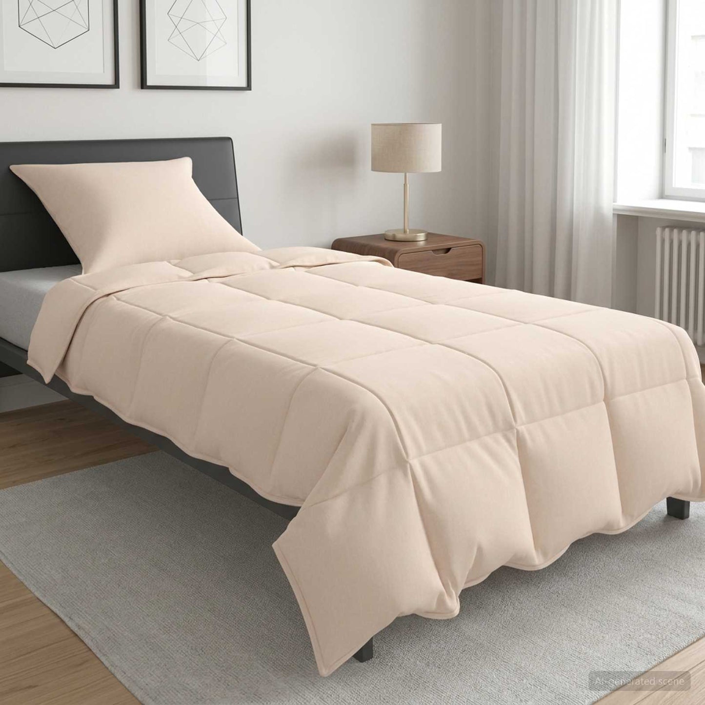 vidaXL Σετ Παπλωμάτων 2 τμχ. 155 x 200 εκ. Χειμώνας 350 gsm Μπεζ