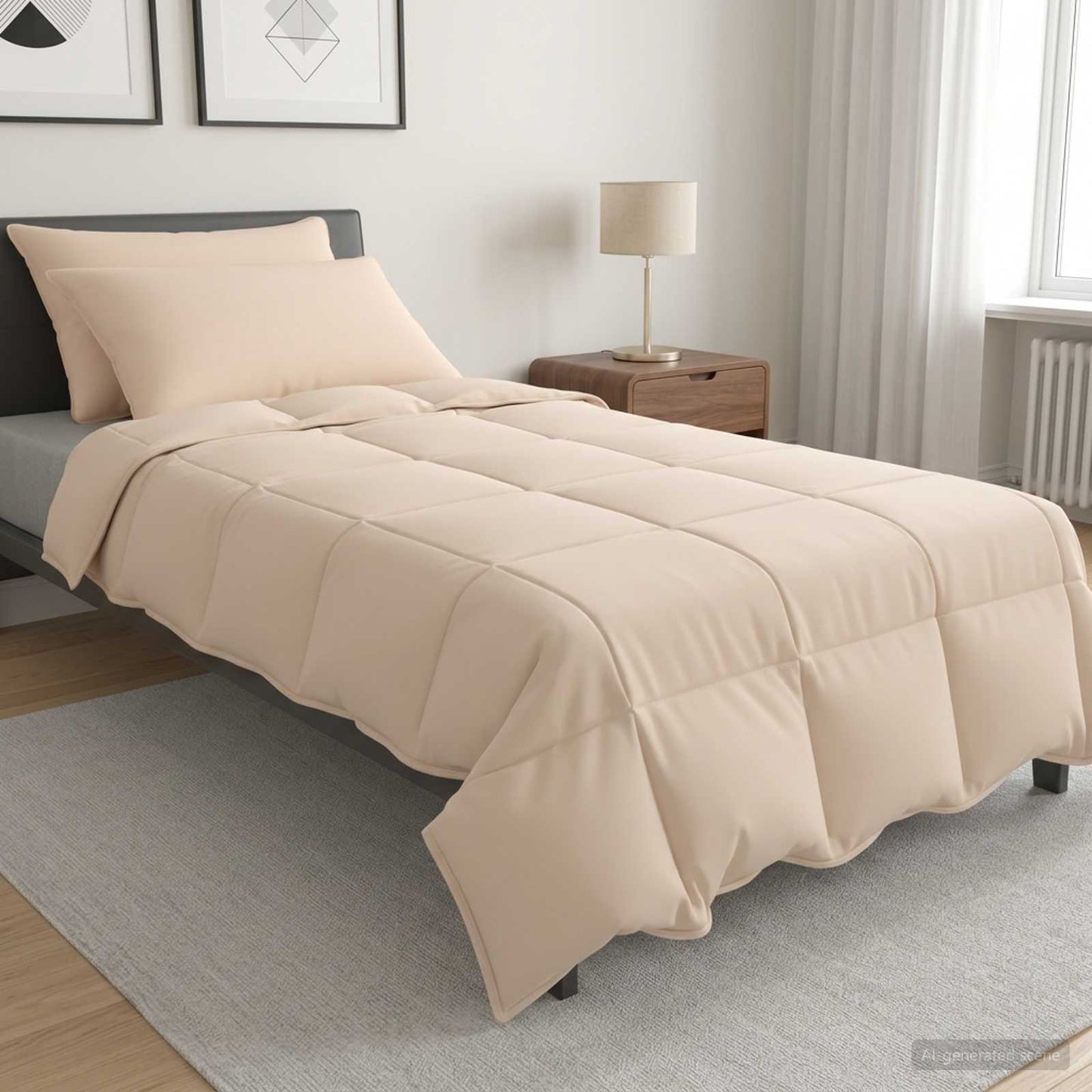 vidaXL Σετ Παπλωμάτων 2 τμχ. 140 x 220 cm 250 gsm Φυσικός Καπόκ Μπεζ