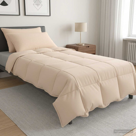 vidaXL Σετ Παπλωμάτων 2 τμχ. 135 x 220 εκ. 250 gsm Φυσικός Καπόκ Μπεζ