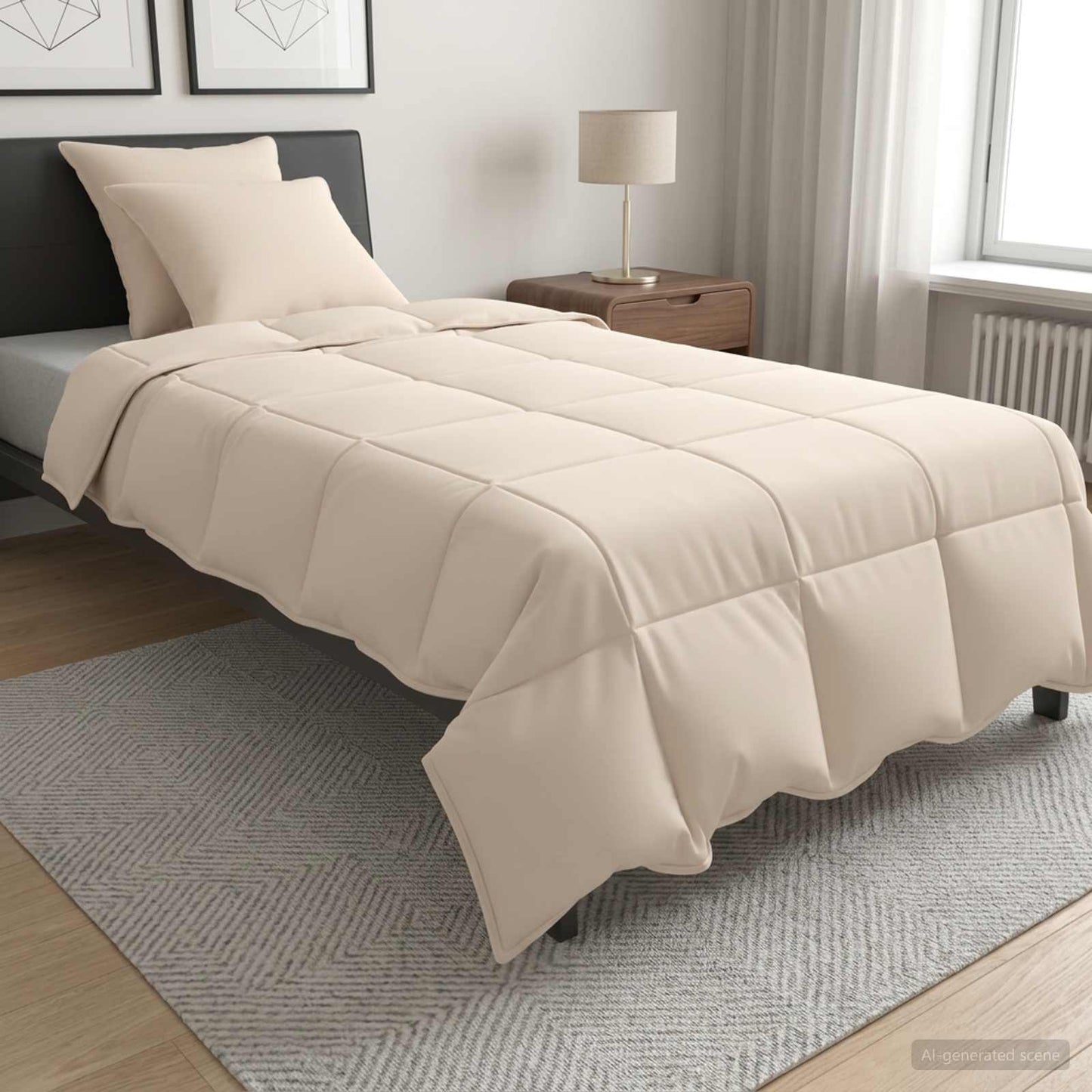 vidaXL Σετ Παπλωμάτων 2 τμχ. 140 x 220 cm 250 gsm Φυσικός Καπόκ Μπεζ