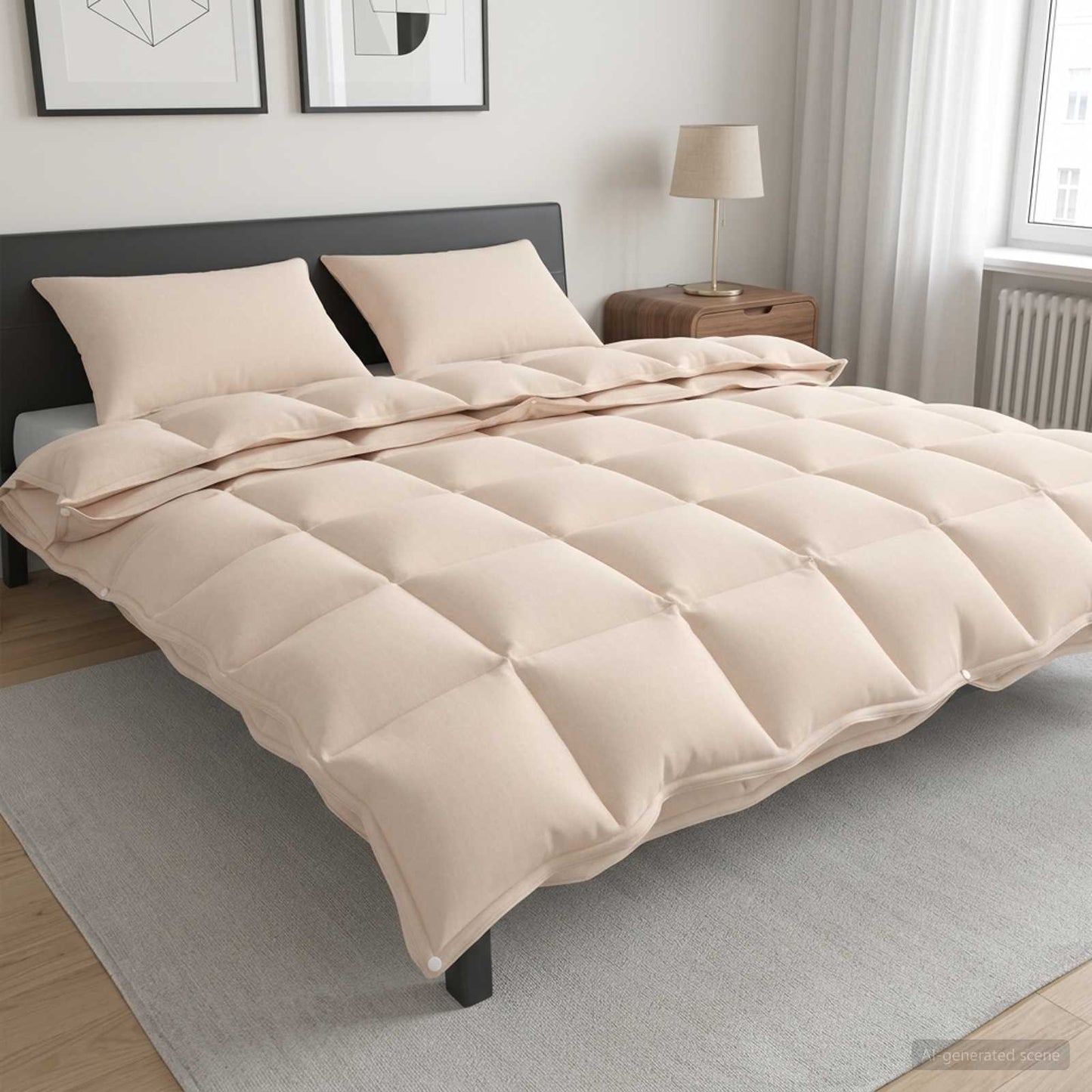vidaXL Σετ Παπλωμάτων 2 τμχ. 260 x 220 εκ. Καποκ και Πολυεστέρας Μπεζ
